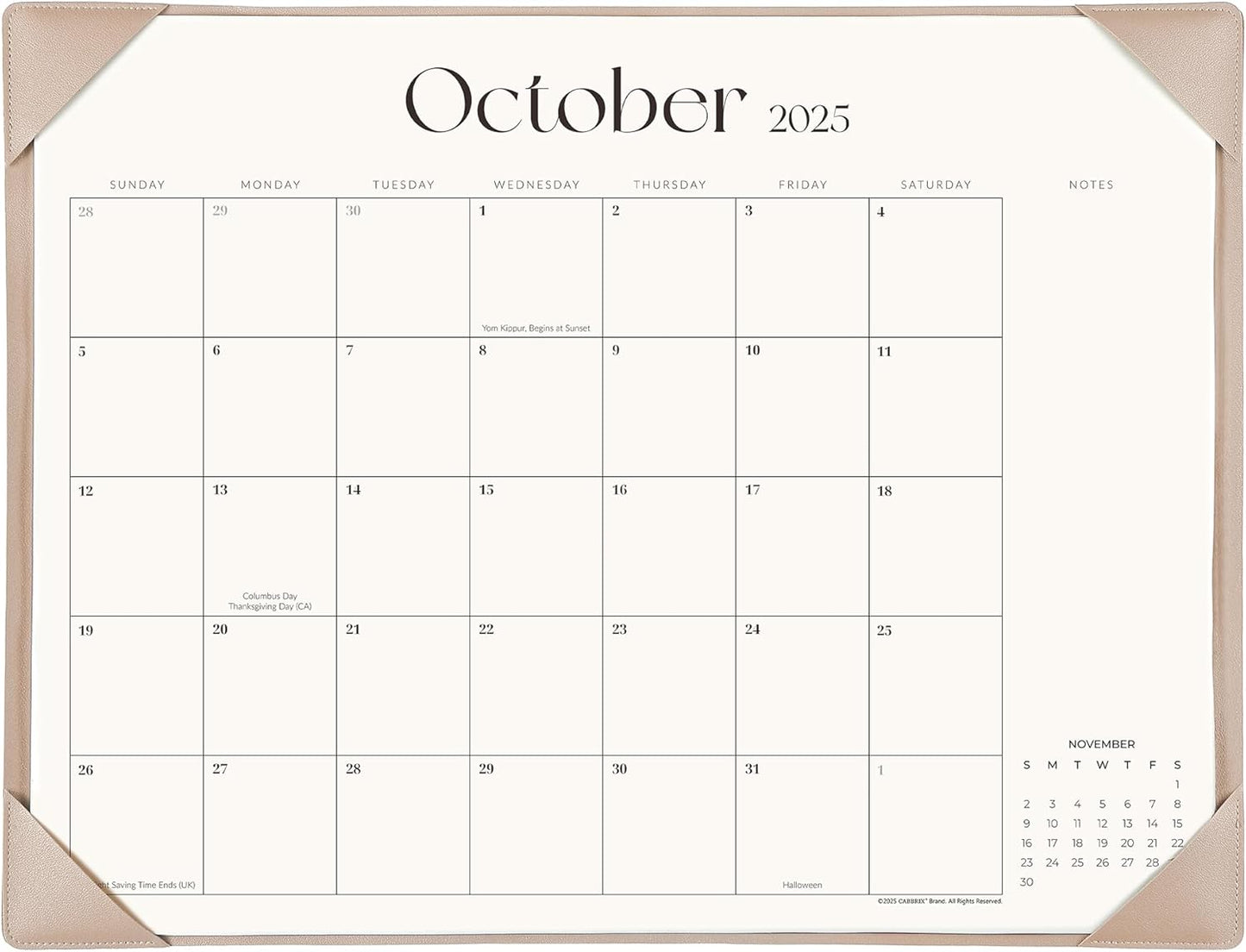 Simplified Desk Calendar 2025-2026 with Desktop Mat, Cabbrix Large Desk Pad Calendar 21" x 16-1/2" Runs From July 2025 to December 2026, Desk Blotter Calendar for Home School and Office (Apricot)