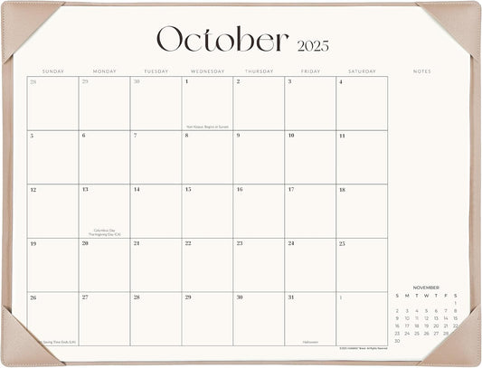 Simplified Desk Calendar 2025-2026 with Desktop Mat, Cabbrix Large Desk Pad Calendar 21" x 16-1/2" Runs From July 2025 to December 2026, Desk Blotter Calendar for Home School and Office (Apricot)