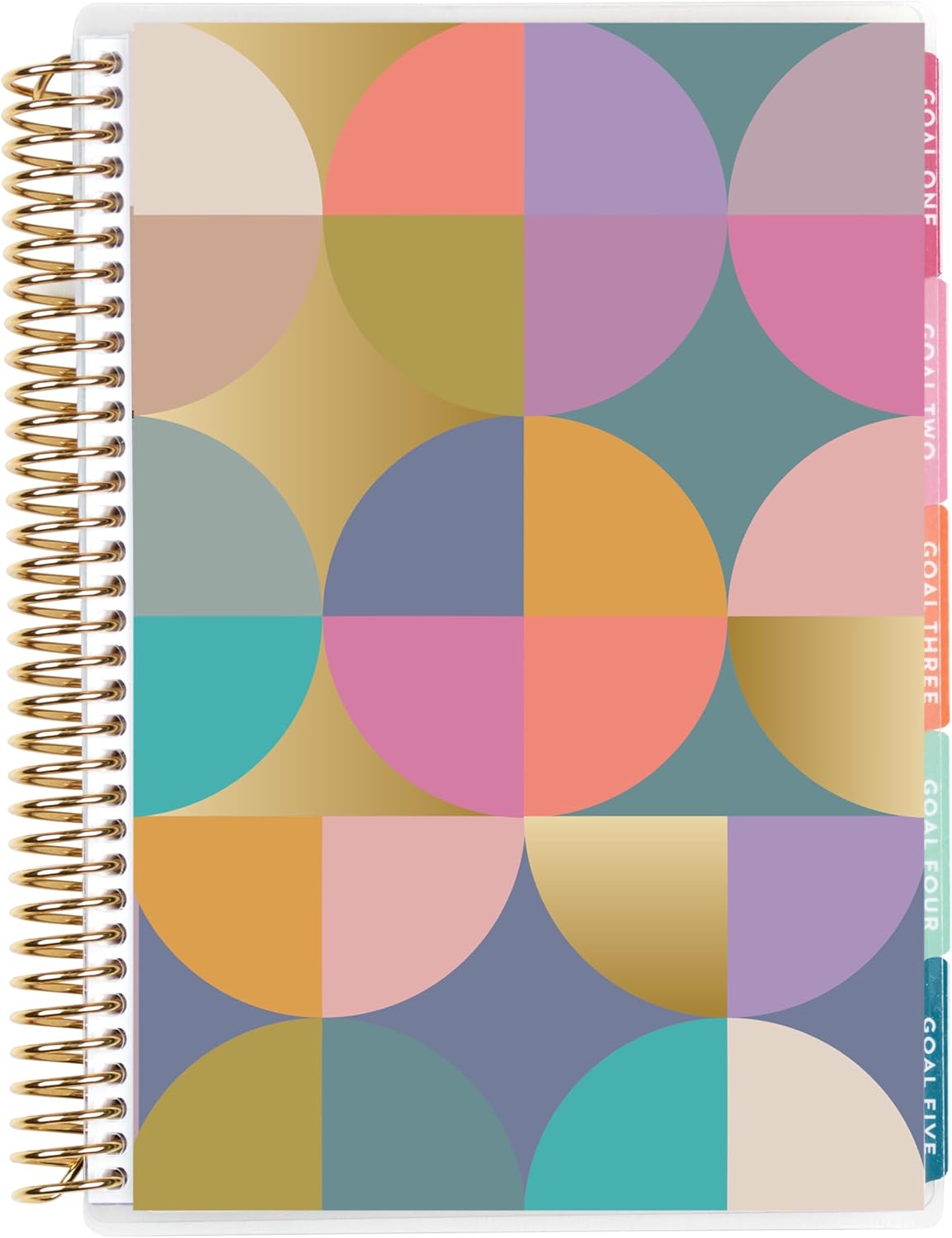 Erin Condren A5 Spiral Bound Goal Setting Planner – Metallic Abstract Circles - 4 Tabs with 160 Pages for Goal and Action Planning Inc. Steps, Weekly Check-in, Celebration Pages & More