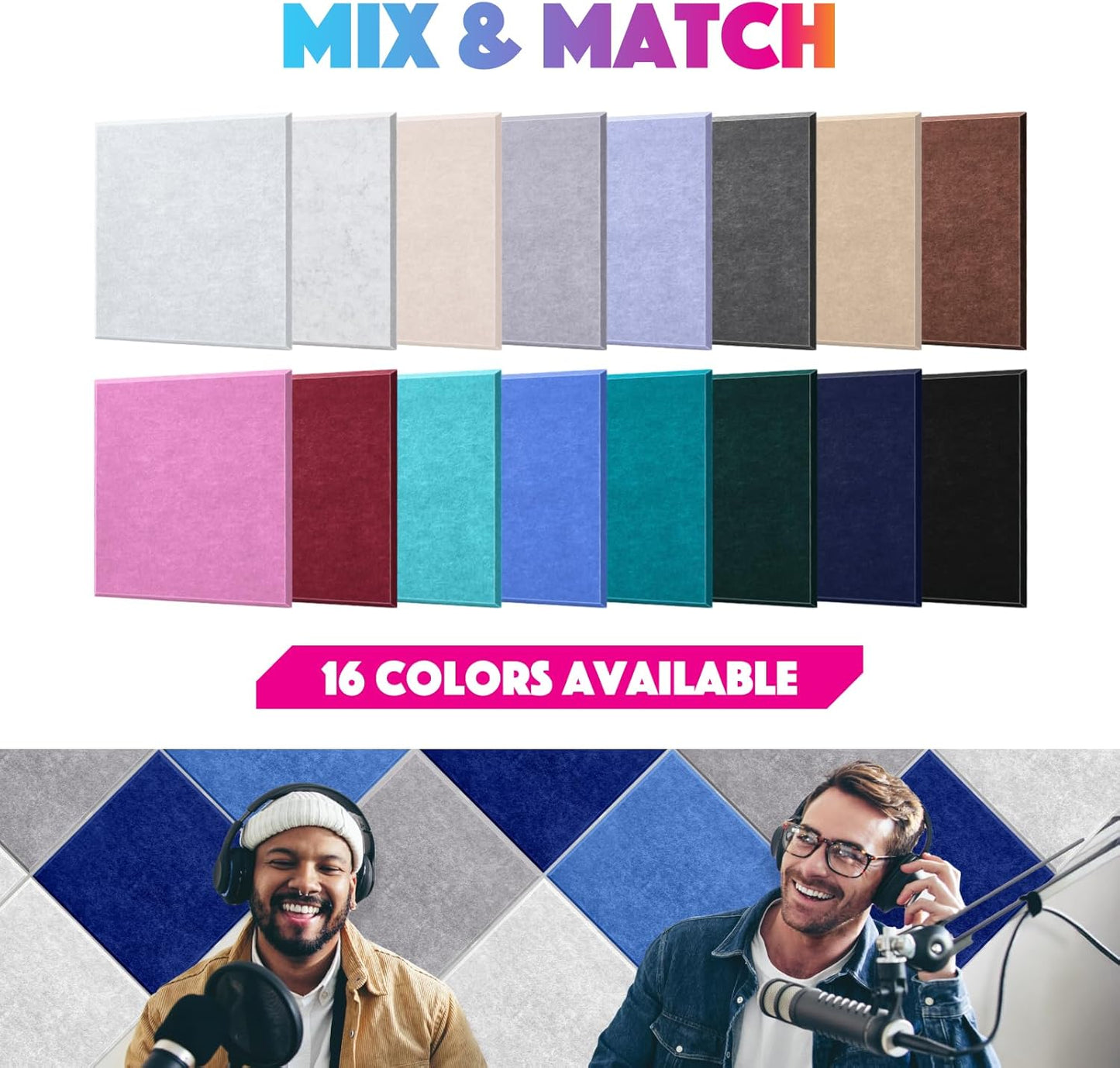 18 Pack Acoustic Panels Self Adhesive Sound absorbing Wall Panels, High Density Dampening Panel, 12X12X0.4 Inch Square Wall Panels in Home,Office,Reccording Room,Studio (Lake Blue)