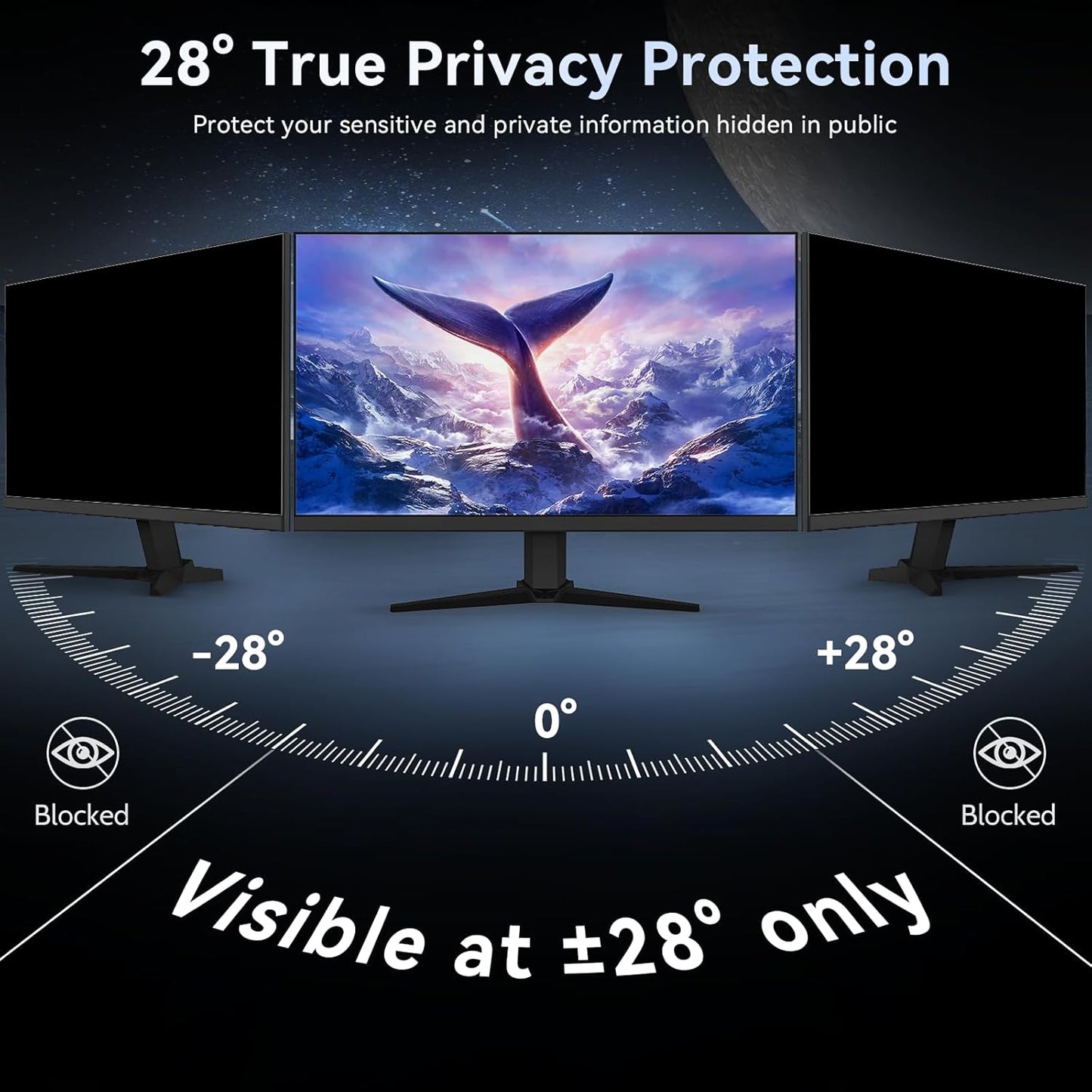 [2-Pack] 24 Inch Computer Privacy Screen Filter for 16:9 Widescreen Monitor, Removable Eye Protection Anti Glare Blue Light Filter Privacy Shield, Anti Spy Screen Protector Film 24 in