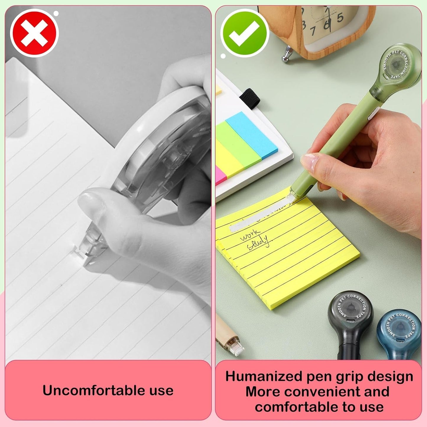 10 Pack Correction Tape Pen Correctional Ink Tape Push Pull Protective, Easy to Use Applicator for School Office Supplies, 0.2 x 236 Inch(Natural Color)