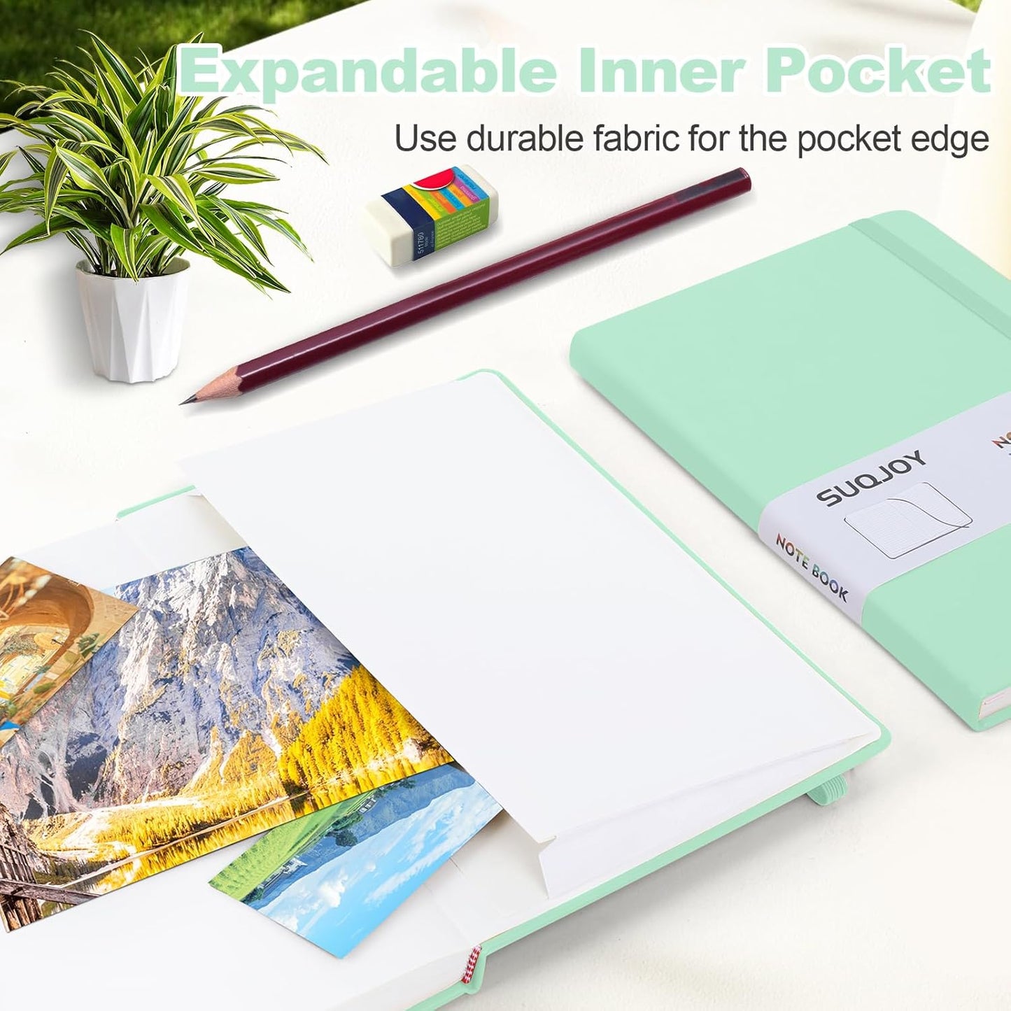 Lined Journal Notebook for Women Men,5.5"x8.3",100 GSM Thick Paper, A5 Hardcover Leather Journaling Notebooks for Writing,Travel,Work & School,College Ruled Journals for Note Taking Diary(Light Green)