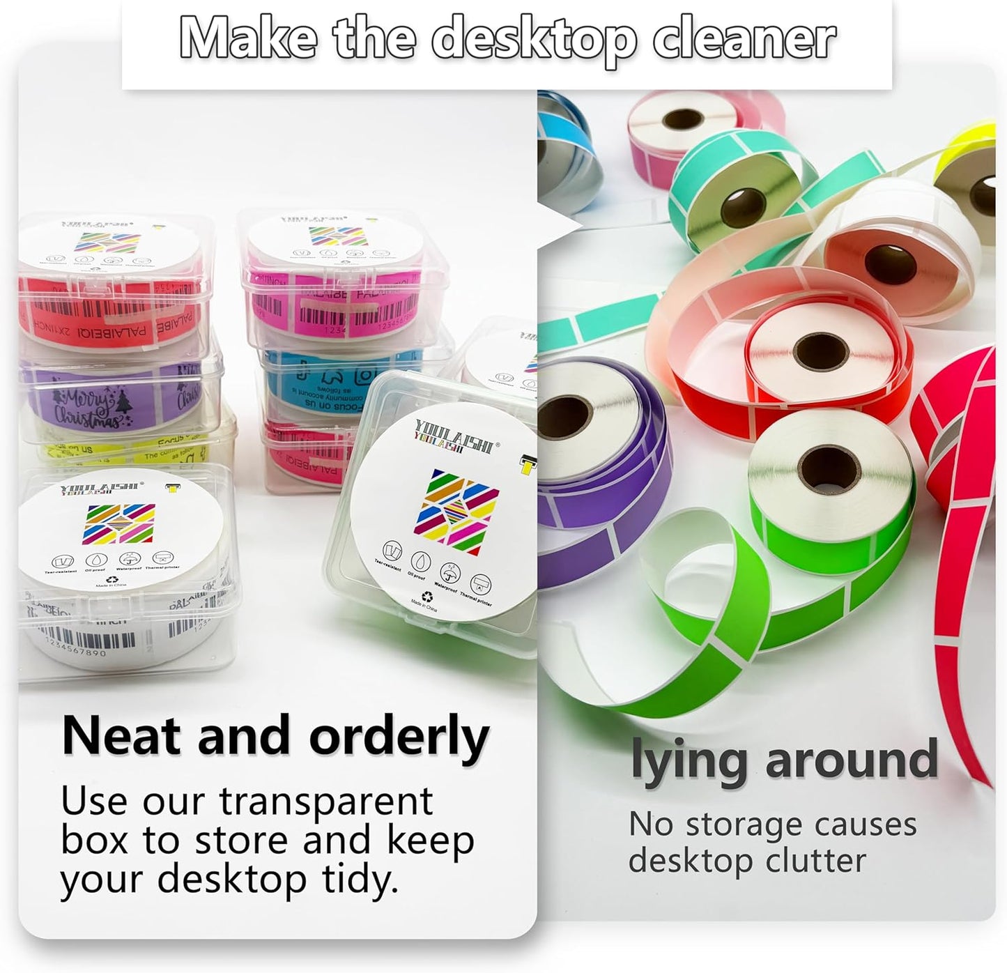 1X2 inch Label Stickers Roll for Thermal Printer 500PCS Colored Removable Freezer Labels Waterproof Blank Sticker Labels to Write on for Food Containers and Jars, Sky Blue