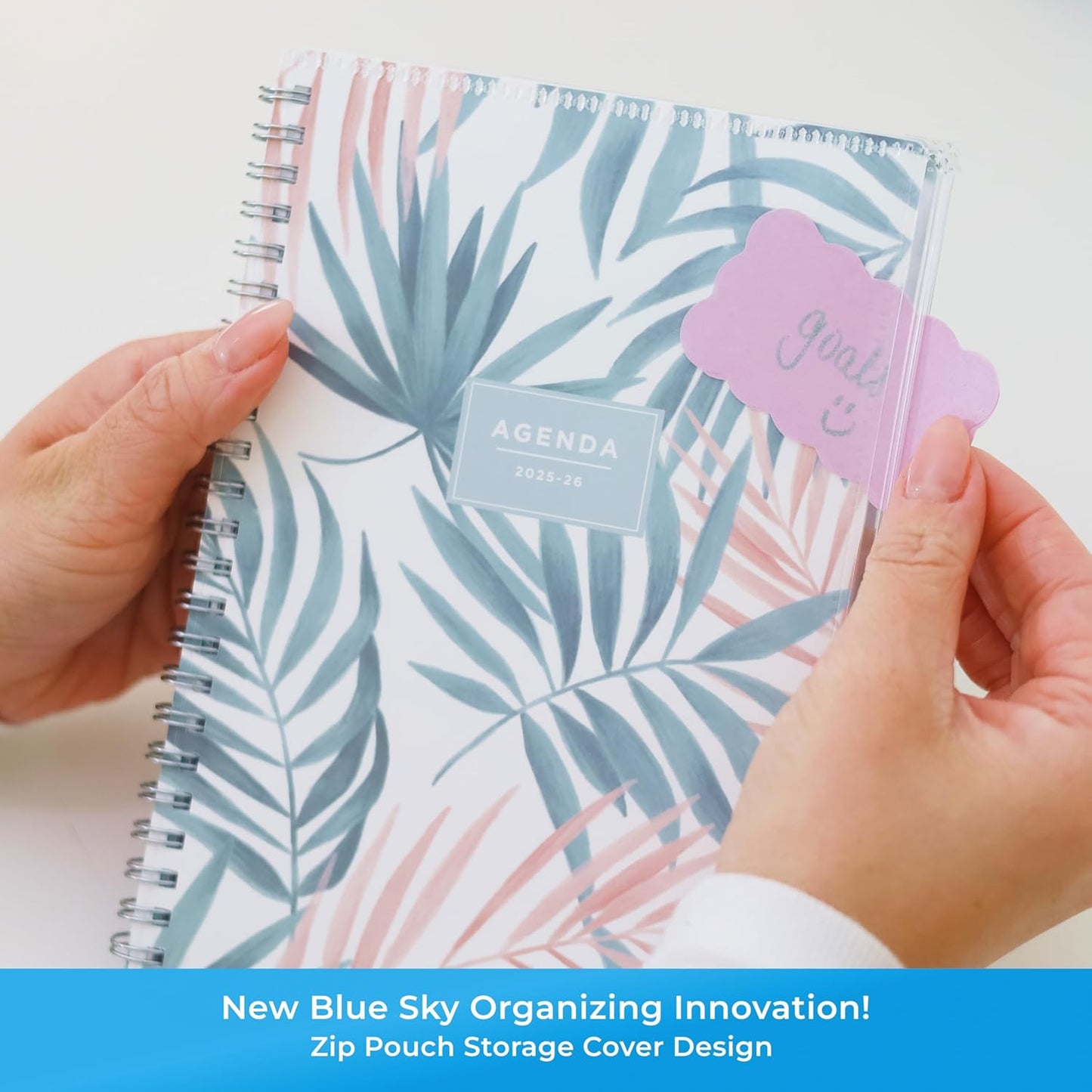 Blue Sky 2025-2026 Weekly and Monthly Academic Year 15 Month Planner Calendar, April 2025 - June 2026, 5" x 8", Flexible Cover With Zip Pouch, Wirebound, Storage Pocket, Seychelle