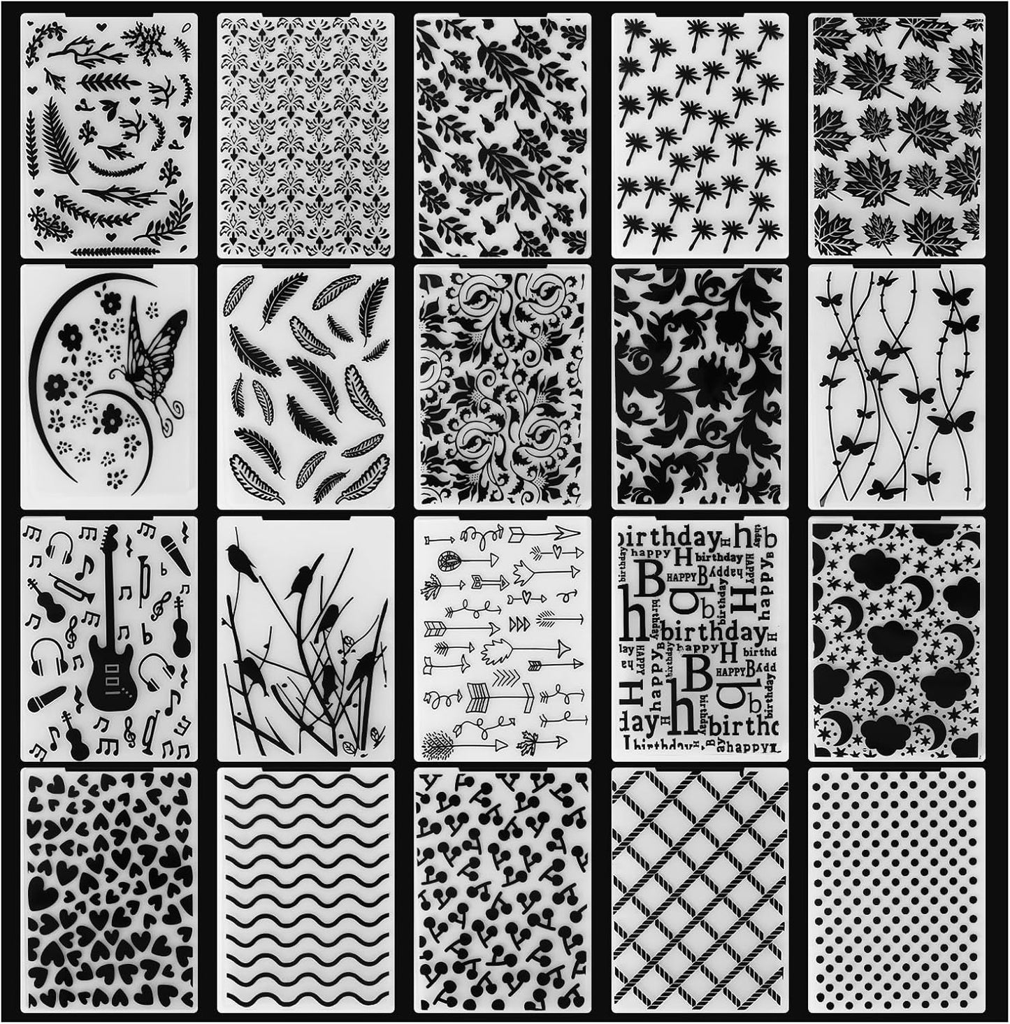 20 Pcs Embossing Folders,Embossing Folders for Card Making,Plastic Paper Card Stencils for Crafts Scrapbook Photo Album DIY,"5.8 x 4.1"(10 Classic + 10 Natural）