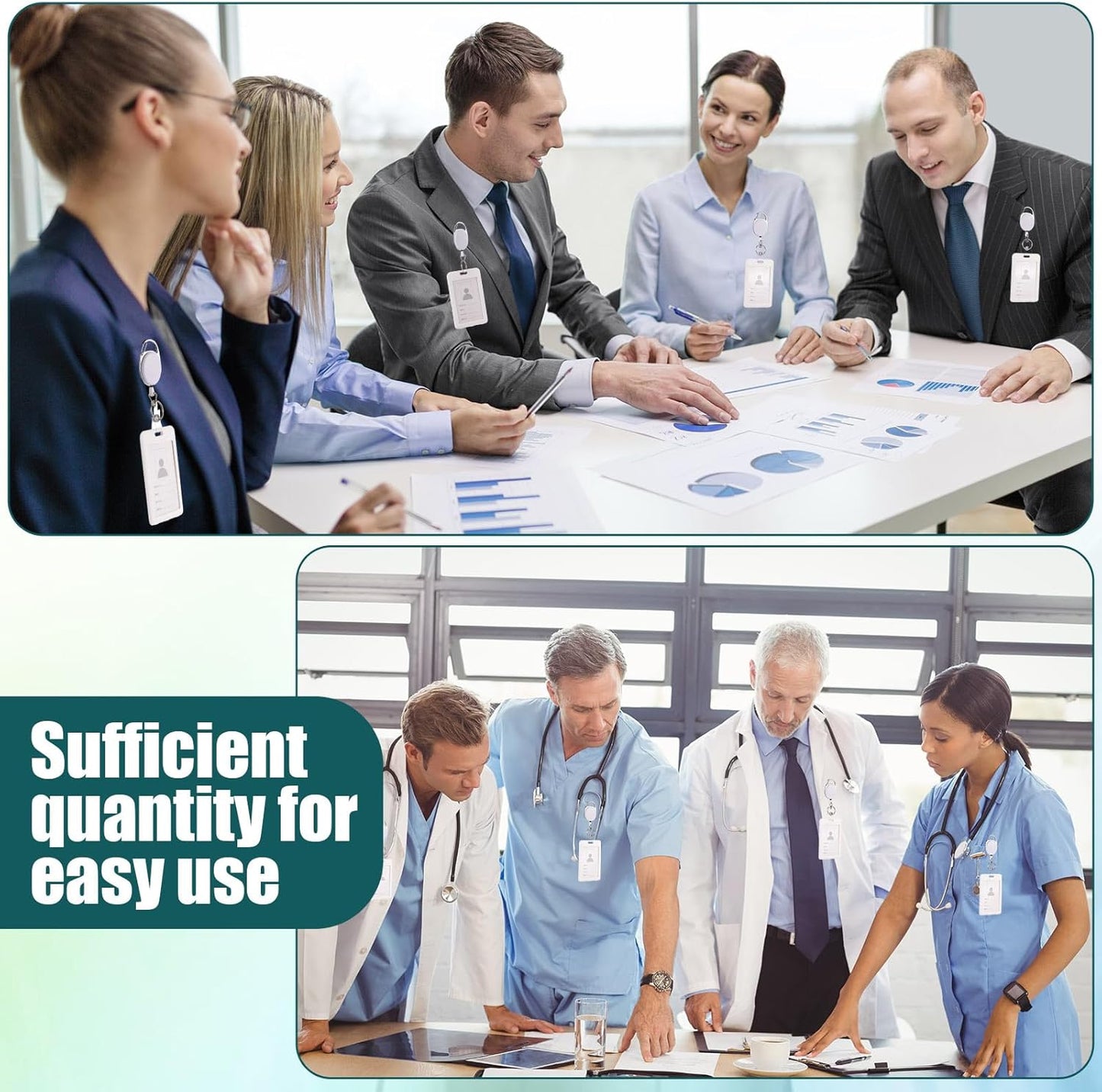 Honoson 50 Pcs Heavy Duty Retractable Badge Reels Batch ID Badge Holder Retractable Clip Bulk Key Holder with Ring for Office Worker Employee, Doctor Nurse Gifts (White)