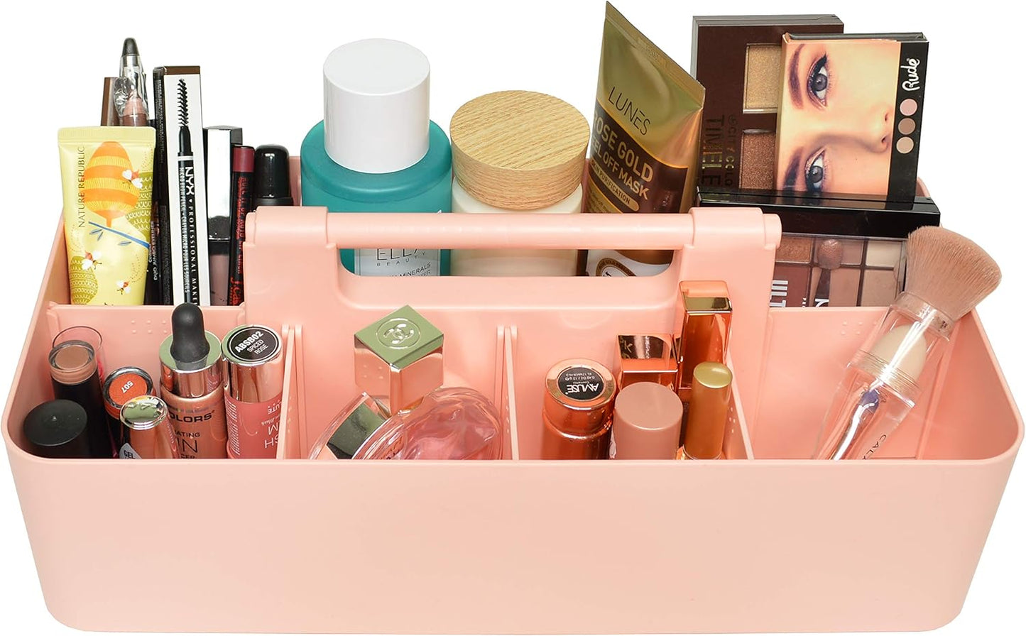 -Large Portable Caddy, DIY Dividers, 8 Compartments, School Office Supplies Home Organizer Basket with Handle Storage Organizer Made in USA (3 PACK, Indie Pink)