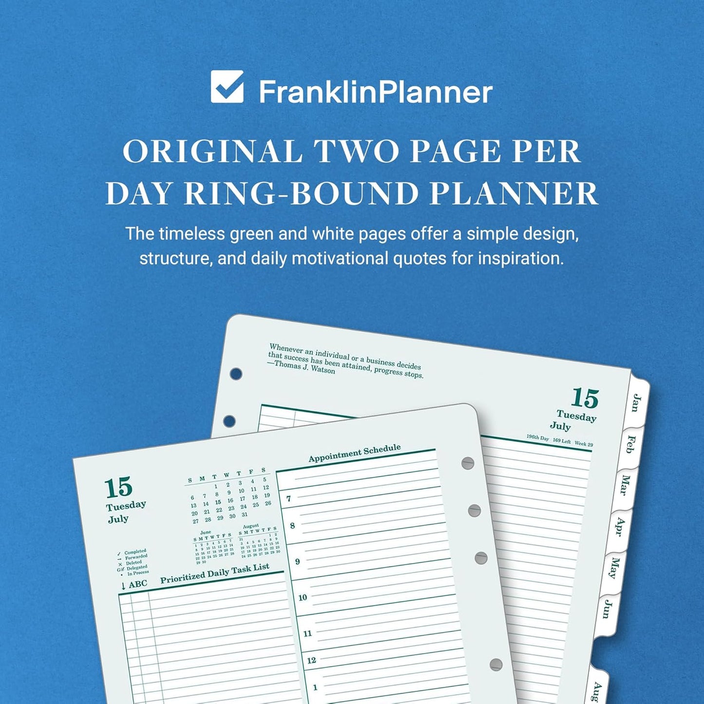 FranklinCovey - Original Two Page Per Day Ring-Bound Planner (Monarch, Jul 2025 - Jun 2026)