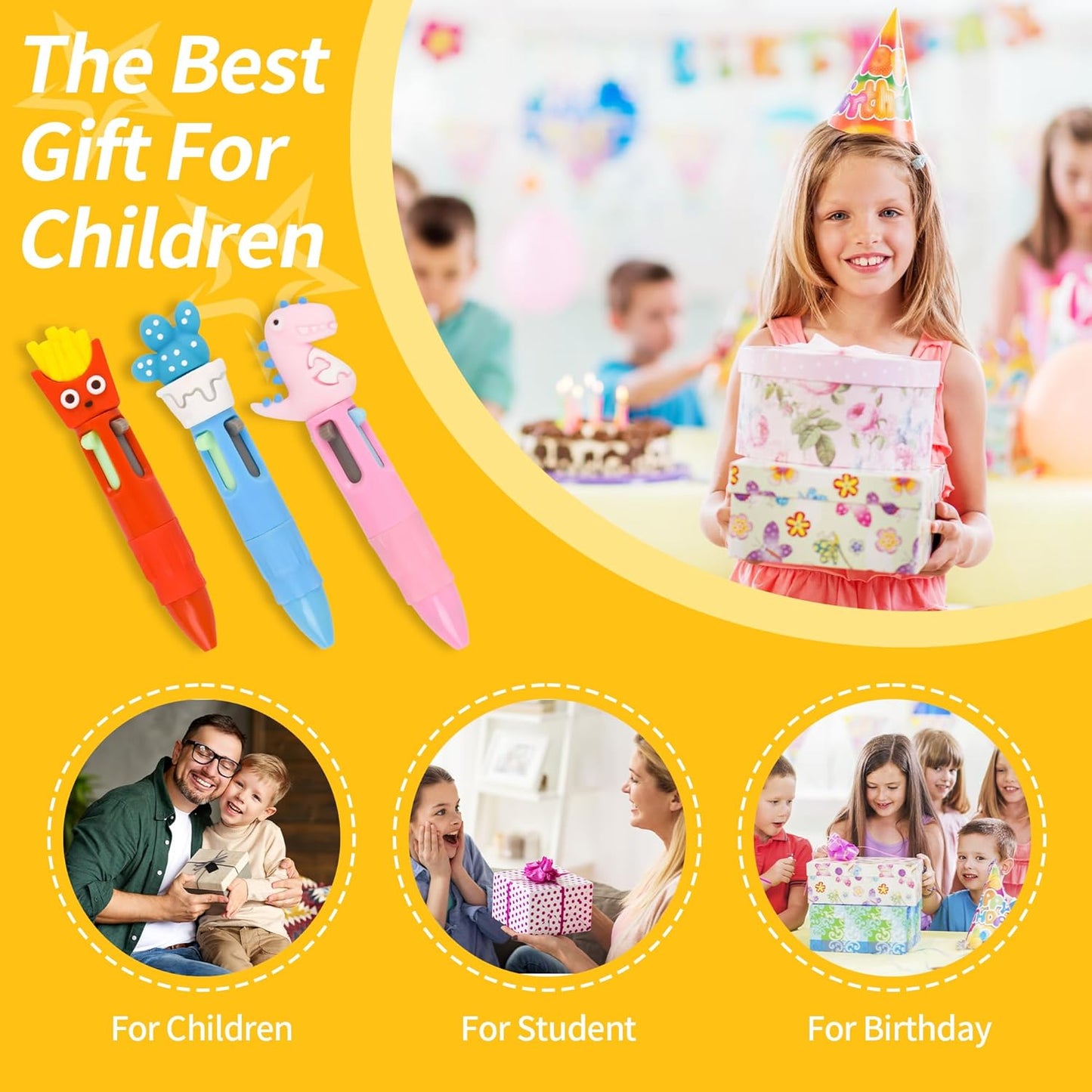 LiYiQ 25 PCS Multicolor Pen in One Fun 4-in-1 Cute Pens Bulk Kawaii Cool Ballpoint Pens for Kids Fun Gifts