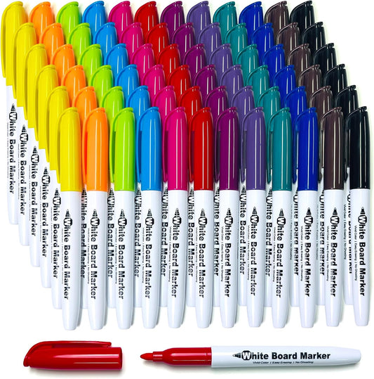SFAIH Dry Erase Markers Fine Point 12 Colors, 72 Pack (6 Dozen) - Bulk Low Odor Whiteboard Markers for Semester Supply, Office Inventory, Art Studio | 5 Sizes: 12/24/48/72/144 Packs