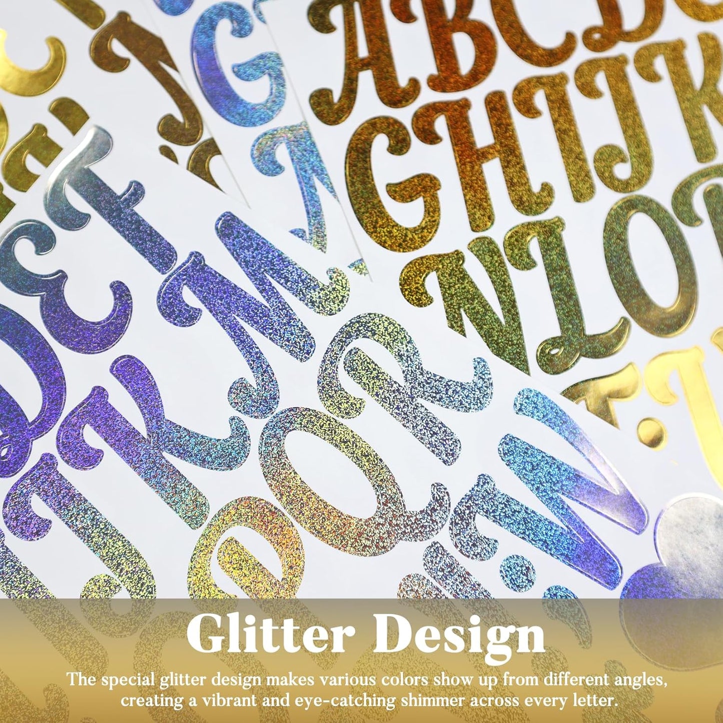 Glitter Letter Stickers,10 Sheets 2 Inches Self-Adhesive Vinyl Letters Alphabet Sticker Decals for Scrapbook,Door,Mailbox,Bulletins Boards - Gold,Silver