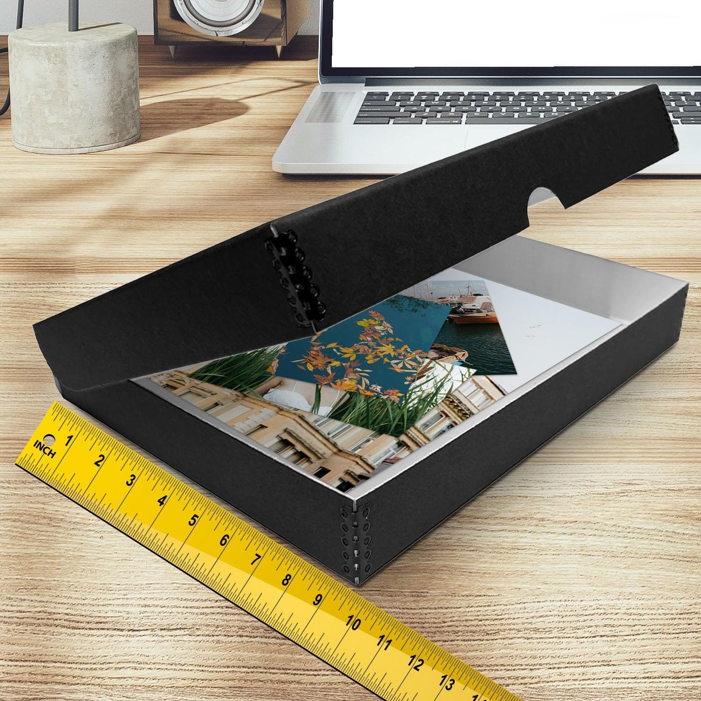 Golden State Art, Archival Folio Storage Box 9x12, Clamshell Design with Metal Edge, Preserve and Store Photos Documents Cards Prints Arts Crafts DIY, Black