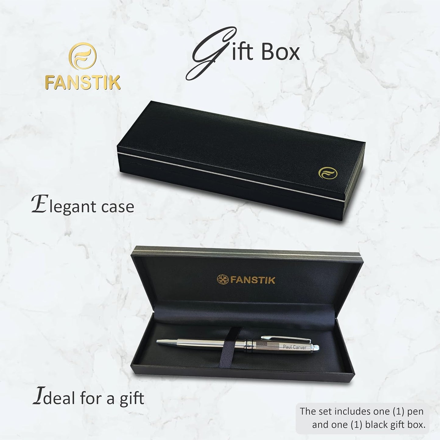 Customized BallPoint pen with name and US Flag (MADE IN USA), stainless steel, silver, luxury engraved pen personalized for men and for women. (BallPoint US-Flag)