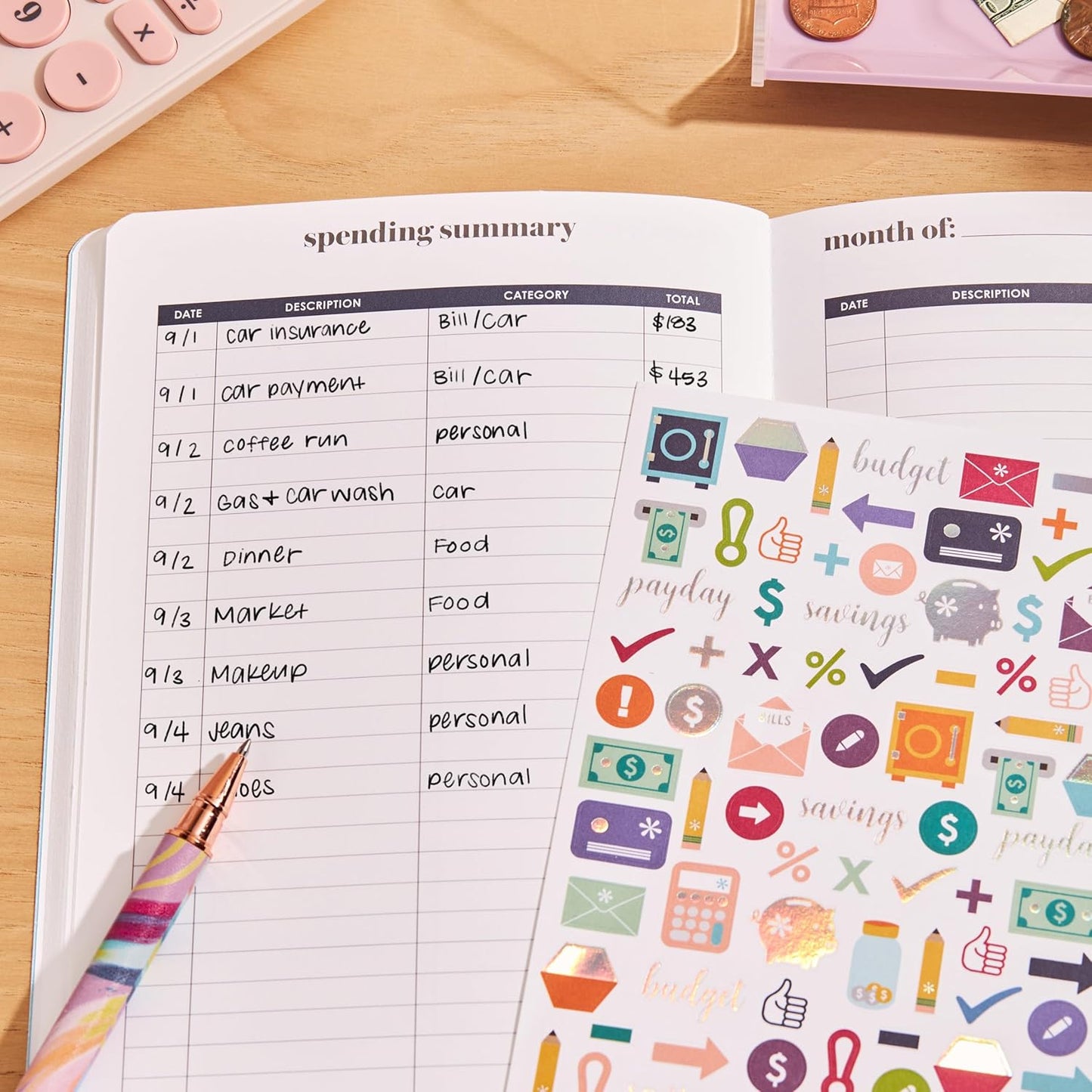 Erin Condren Budget Book Petite Planner - Achieve Financial Goals with Style - Abstract Circles