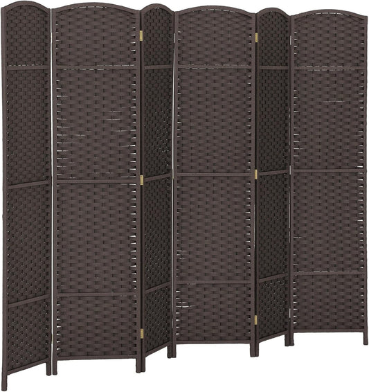 HOMCOM Room Divider, 6 Panel Folding Privacy Screen, 5.6' Tall Freestanding Wall Partition for Home Office, Bedroom, Brown