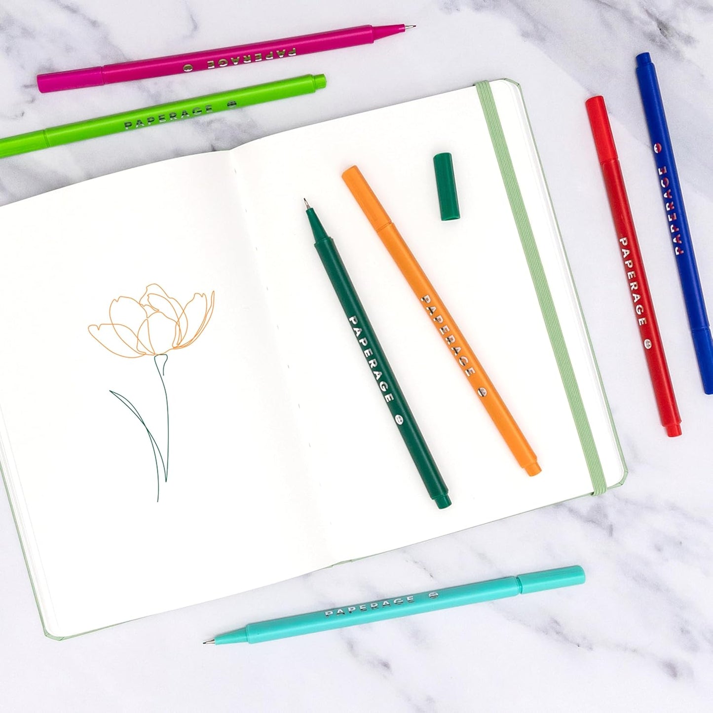 PAPERAGE Blank Journal Notebook, (Red), 160 Pages, Medium 5.6 in x 8 in - 100 GSM Thick Paper – Hardcover Journaling Notebook for Work, School, Note Taking or Sketching