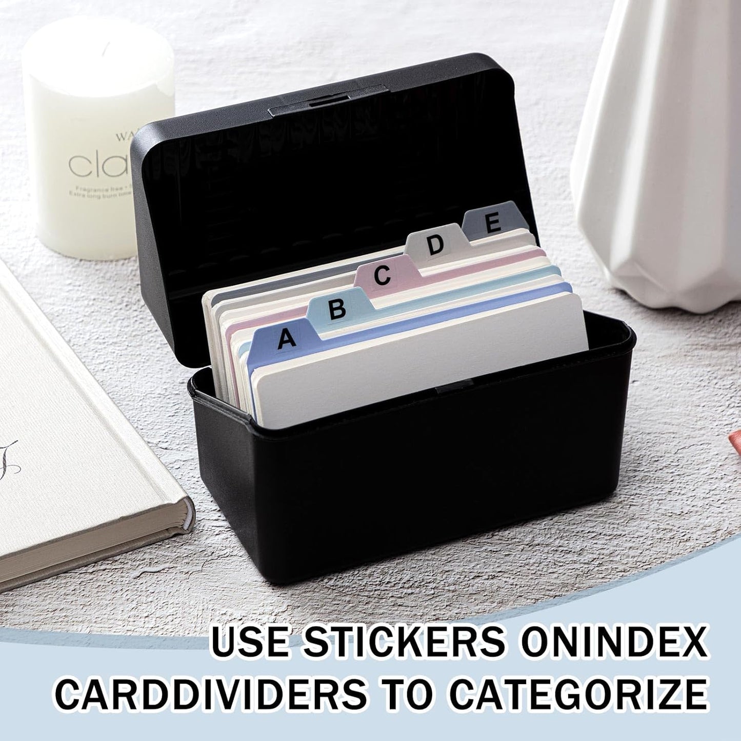 Harloon 52 Pcs Dry Erase Index Card Guide Set Include 50 Index Card Dividers 2 Number Alphabet Sticker with Tabs Photo Dividers for Office Business Back to School Supplies(5 x 8 Inch,Morandi)