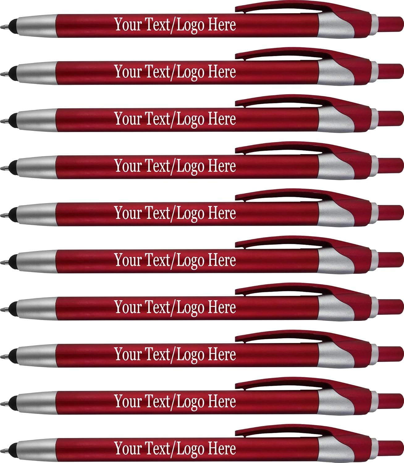 Personalized With your Custom Logo or Text Pens-Pack of 450- for Marketing, Parties, and Events, 2 in 1 Capacitive Stylus & Ballpoint Pen Compatible With Touchscreen Devices, Black Ink, Red Pens