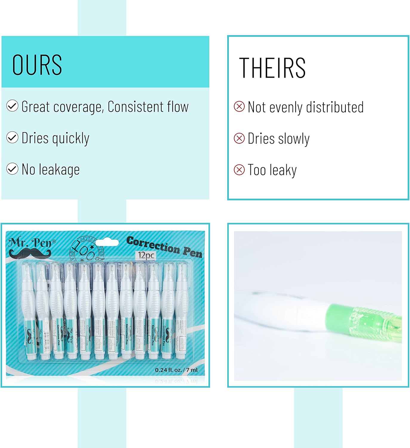 Mr. Pen- Correction Pen, Correction Fluid, Pack of 12, Correction liquid White, White Correction Fluid