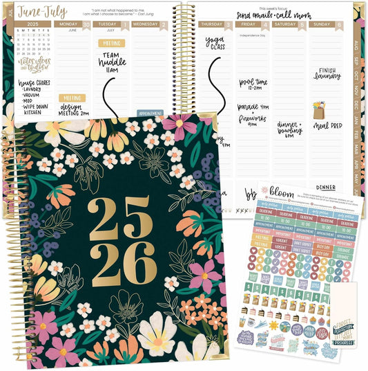 bloom daily planners 2025-2026 Hardcover Academic Year Goal & Vision Planner (July 2025 - July 2026) - Monthly & Weekly Calendar Agenda Organizer - 7.5" x 9" - Blooming Wildly