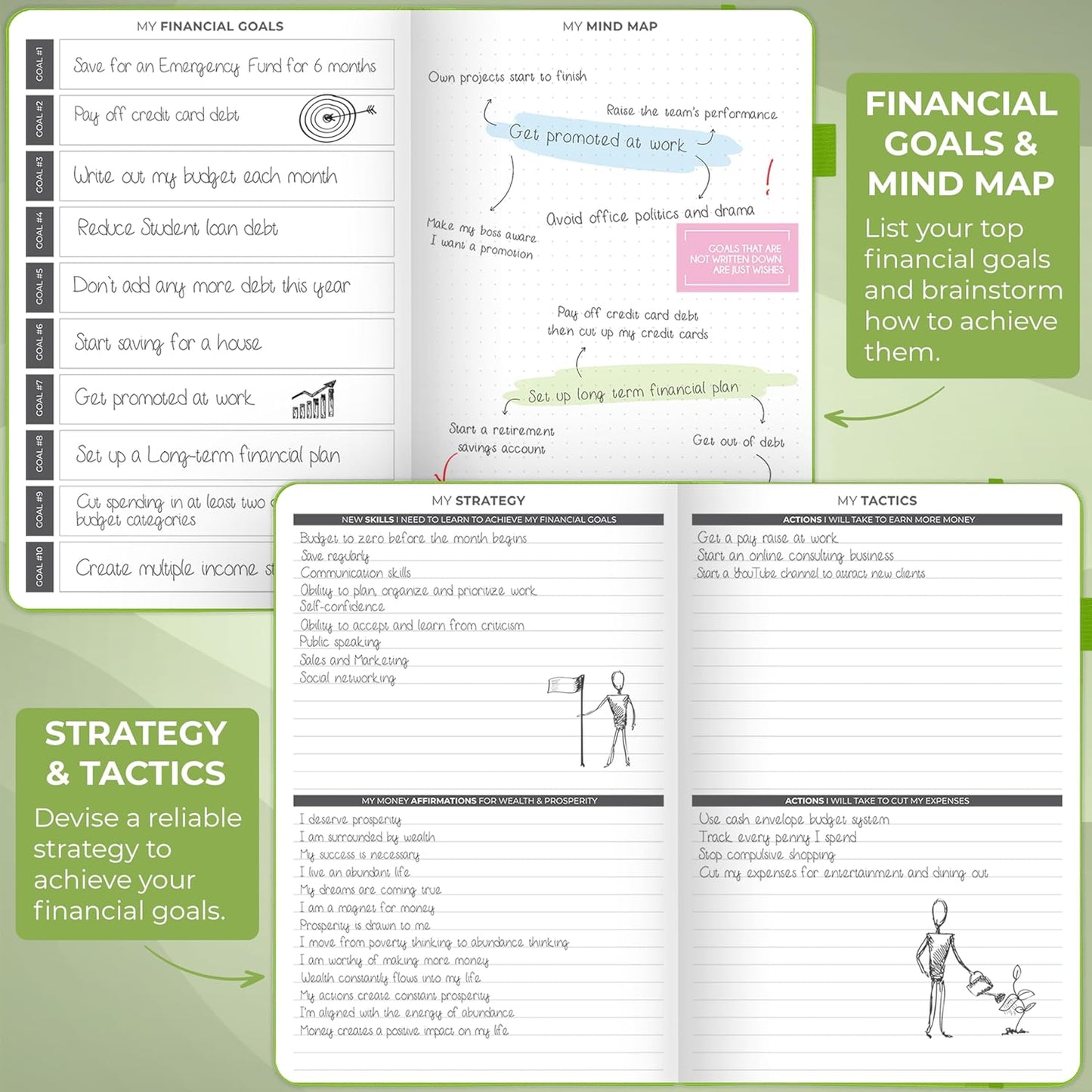 Clever Fox Budget Planner - Expense Tracker Notebook. Monthly Budgeting Organizer, Finance Logbook & Accounts Book, Bill Tracker, A5 (Green)