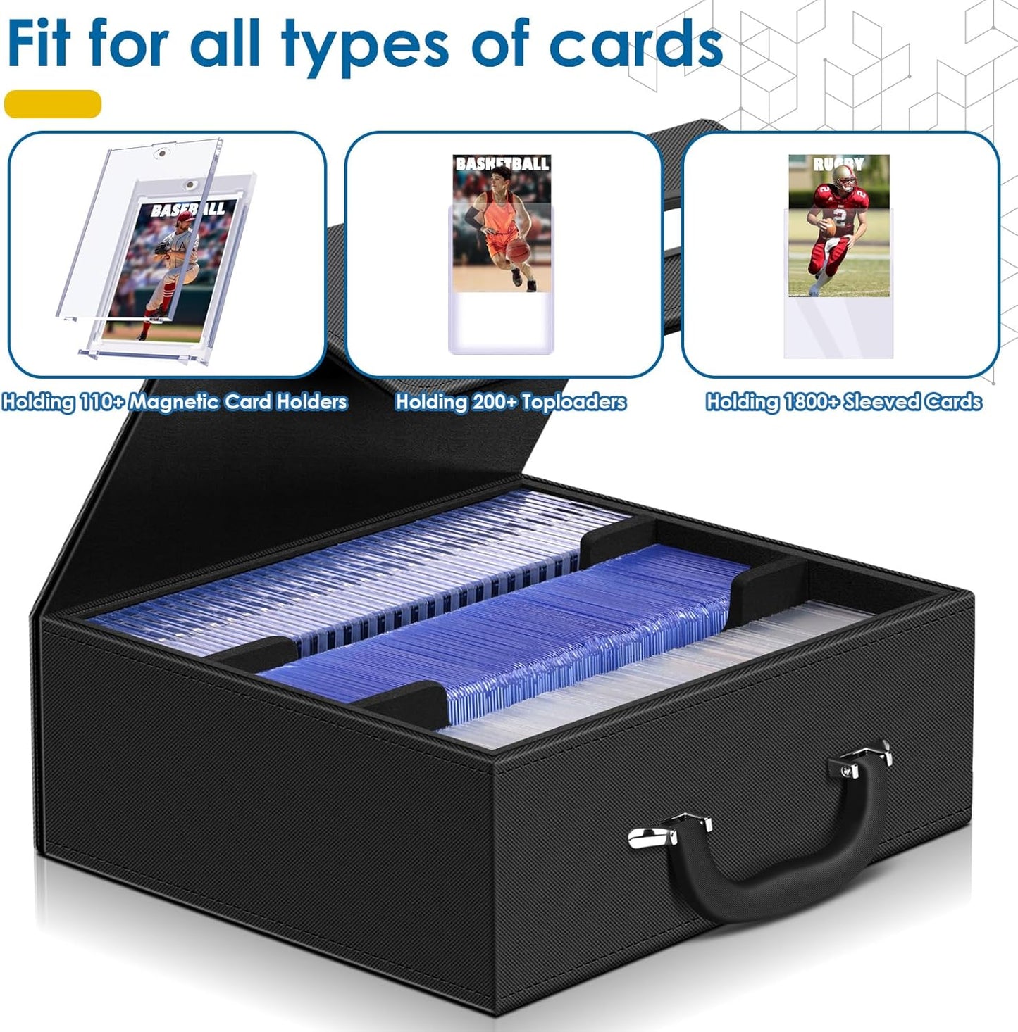 110+ Magnetic Card Holder Card Deck Case, Leather Magnetic Closure Commander Card Portable Storage Box Card Holders Fit for Baseball Cards, Sports Cards, MTG, Game Card Standard Cards