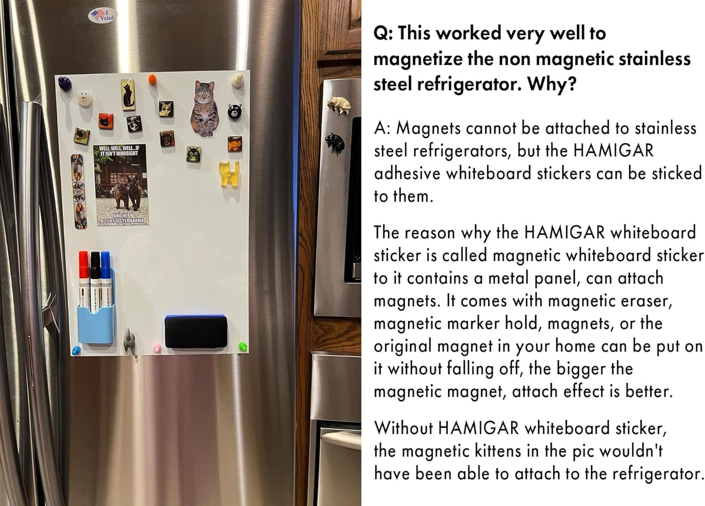 HAMIGAR Magnetic Whiteboard Contact Paper 18" x 39" Dry Erase White Board Sticker for Wall Stick on White Board Peel and Stick Wallpaper Adhesive Poster with Marker, Magnetic Eraser and Magnets