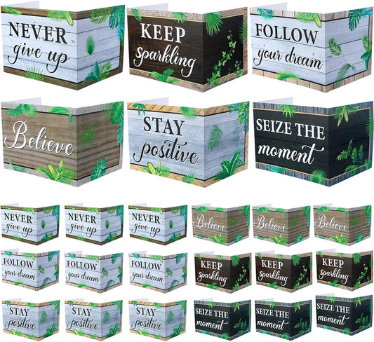 Honoson 24 Pcs Bulk Inspirational Privacy Folders for Students Cardboard Test Privacy Boards Motivational Words Desk Dividers Shield for Classroom School Study Supplies, 6 Styles(Leaves)