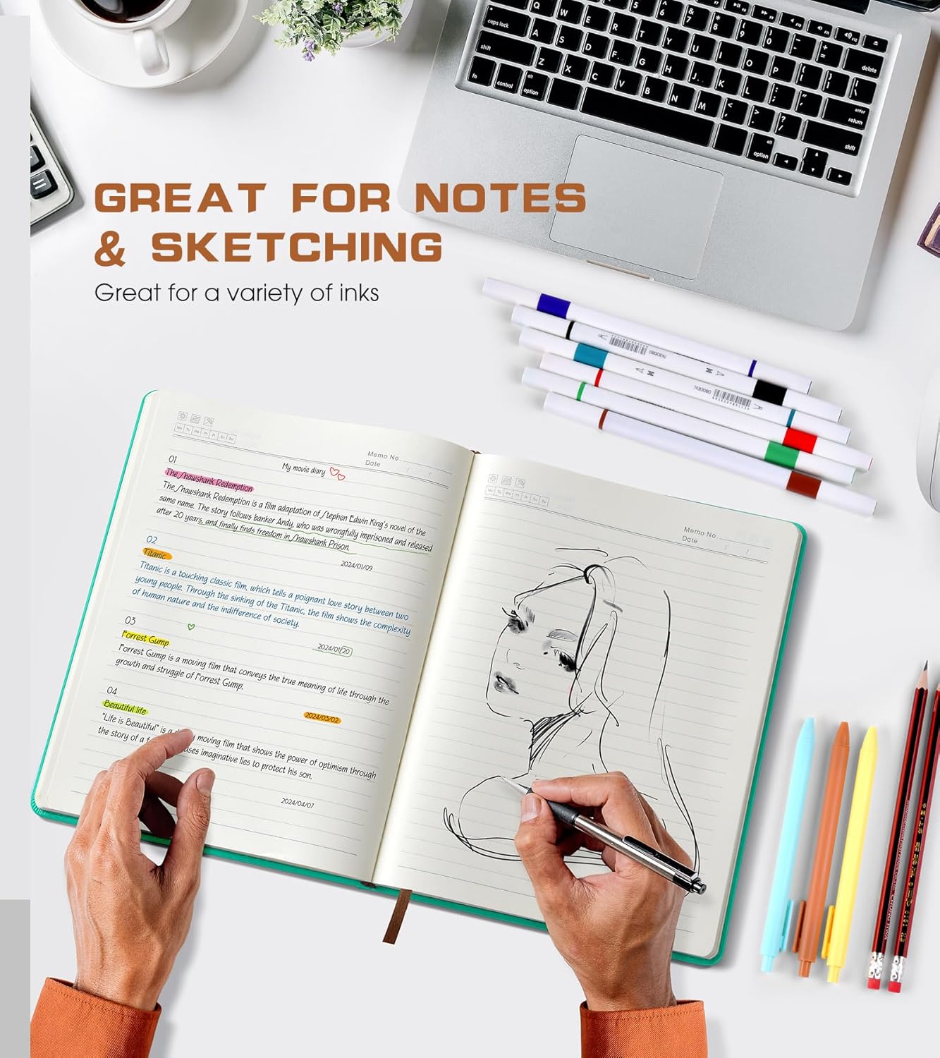 Lined Journal Notebook for Women Men,256 Pages B5 Large Hardcover Leather Journals for Writing,Travel,Business,Work,School,College Ruled Notebooks for Note Taking,Diary Notepad 7.8"×10.2"