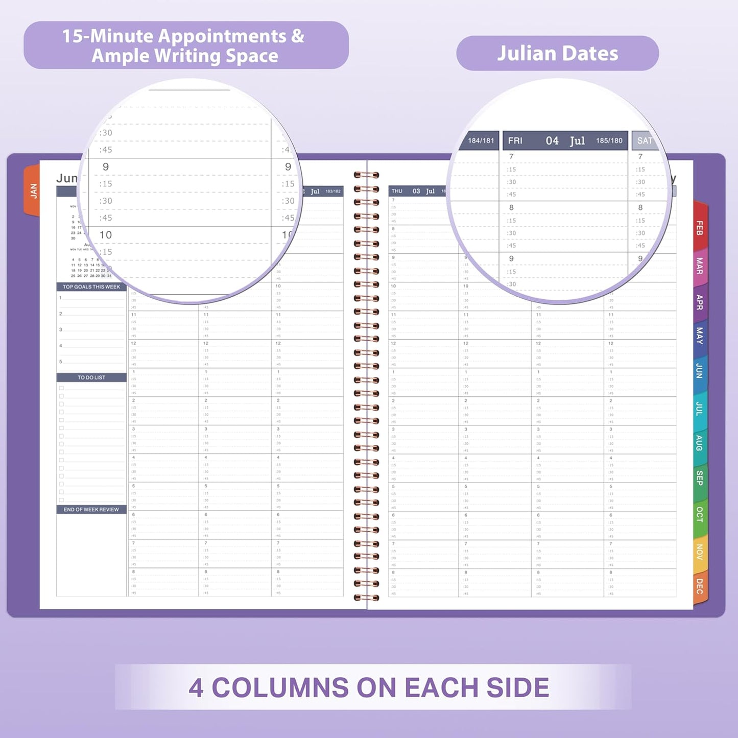 2026 Weekly Appointment Book - Daily Planner 2026 from January 2026 - December 2026, 8.5" x 11", 15-Minute Interval, Flexible Leather Cover, 12 Monthly Tabs, Back Pocket