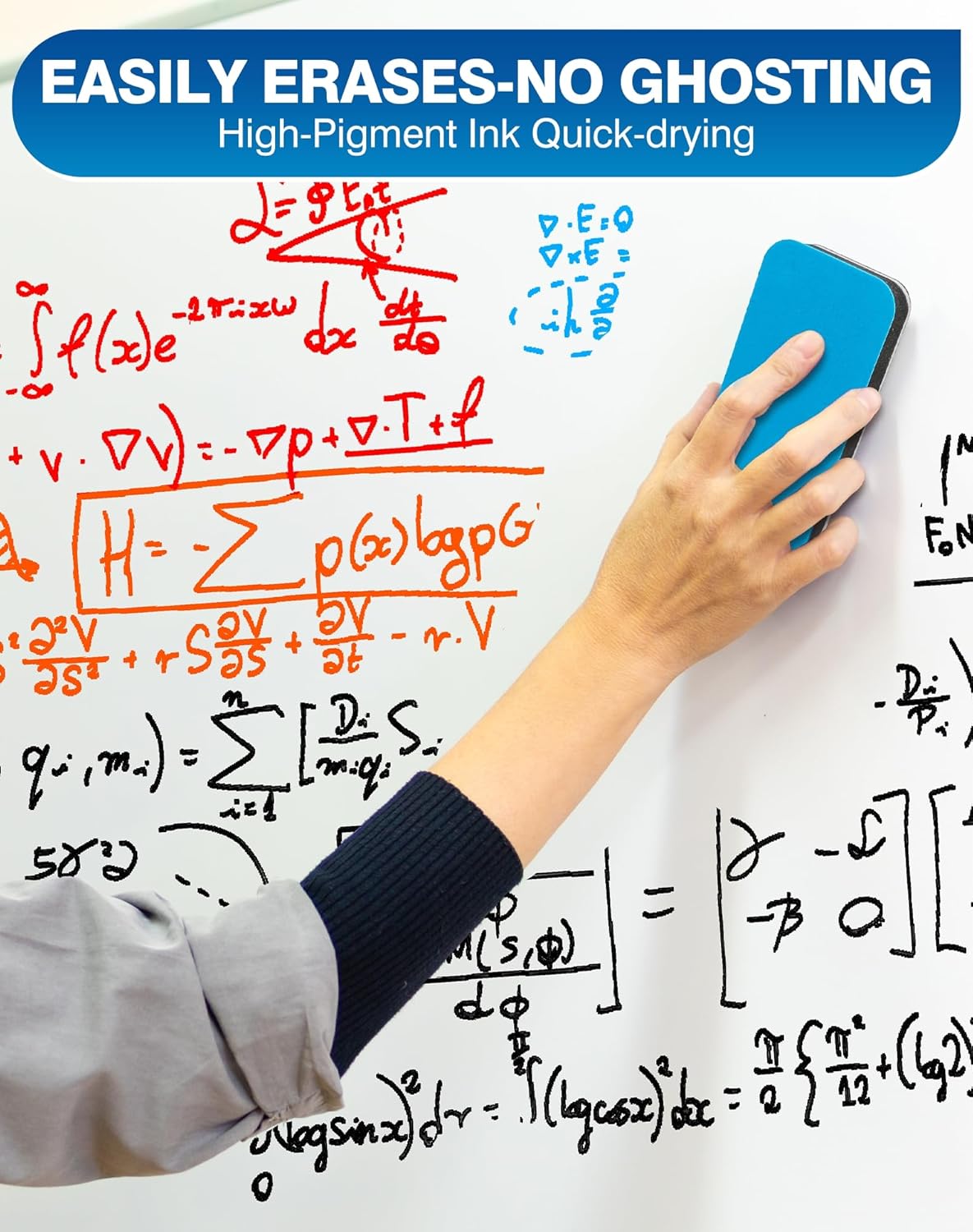 SFAIH Dry Erase Markers Chisel Tip with Magnetic Whiteboard Eraser, 48 Bulk 12 Assorted Colors White Board Markers for Teachers, Versatile Lines, 1s Quickly Dry, Perfect for Classroom and Office