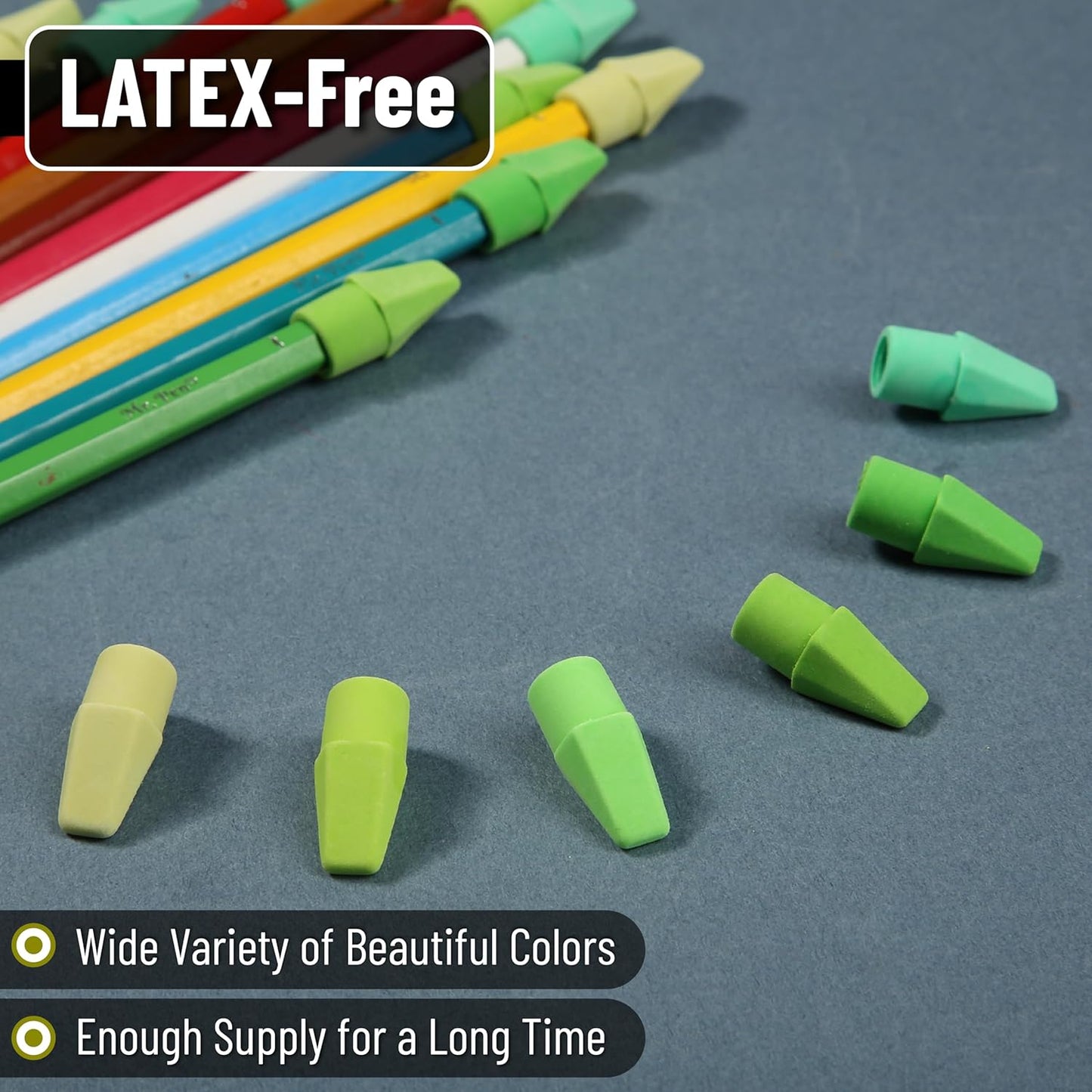 Mr. Pen- Pencil Erasers Toppers, 120 Pack, Colorful, Latex Free, No Smudge, Mr Pen Erasers for Pencils