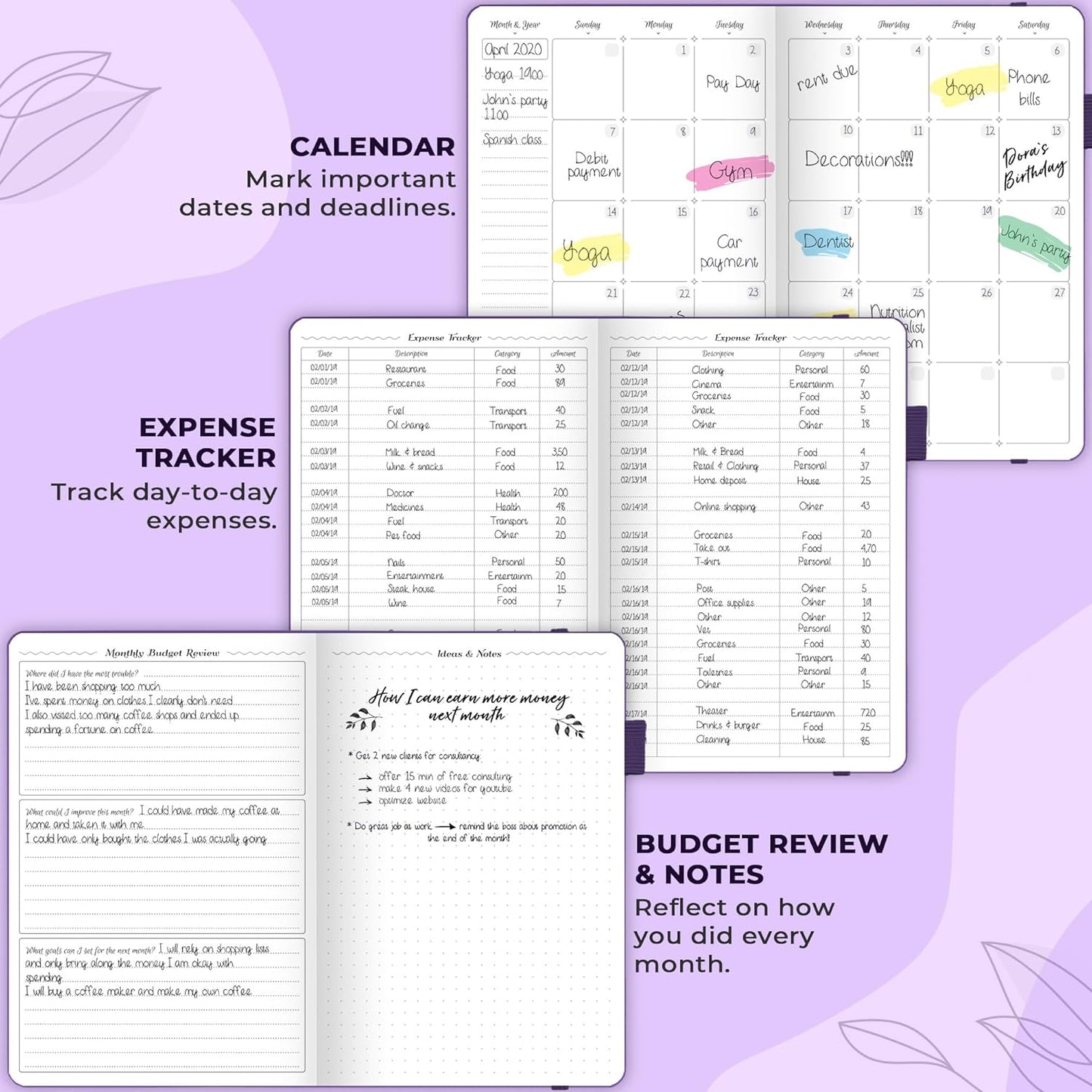 GoGirl Budget Planner – Monthly Financial Planner Organizer Budget Book. Expense Tracker Notebook Journal to Control Money, Compact (Purple)