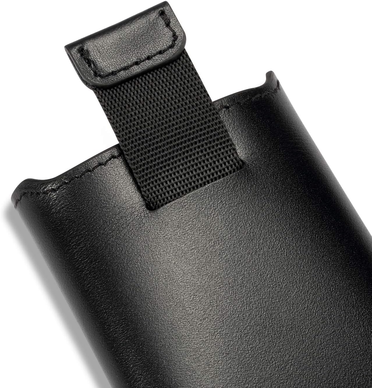 HISCOW Business Card Holder with Flap for Dispensing Cards - Italian Calfskin (Black)