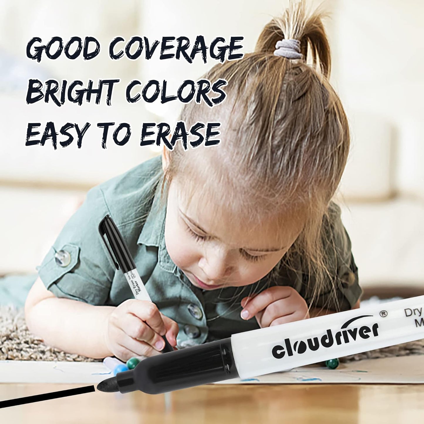 cloudriver Dry Erase Markers 128 Pack, Black Whiteboard Markers, Fine Tip, Low Odor, Bulk Dry Erase Marker For Office, home and School Supplies