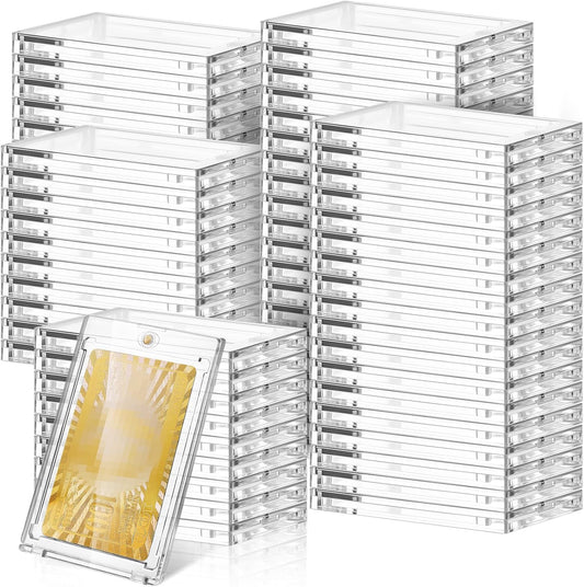 SATINIOR 100 Pcs 100 Pt Magnetic Card Holder, Holder Case Clear Protectors for Thick Baseball Football Hockey Cards