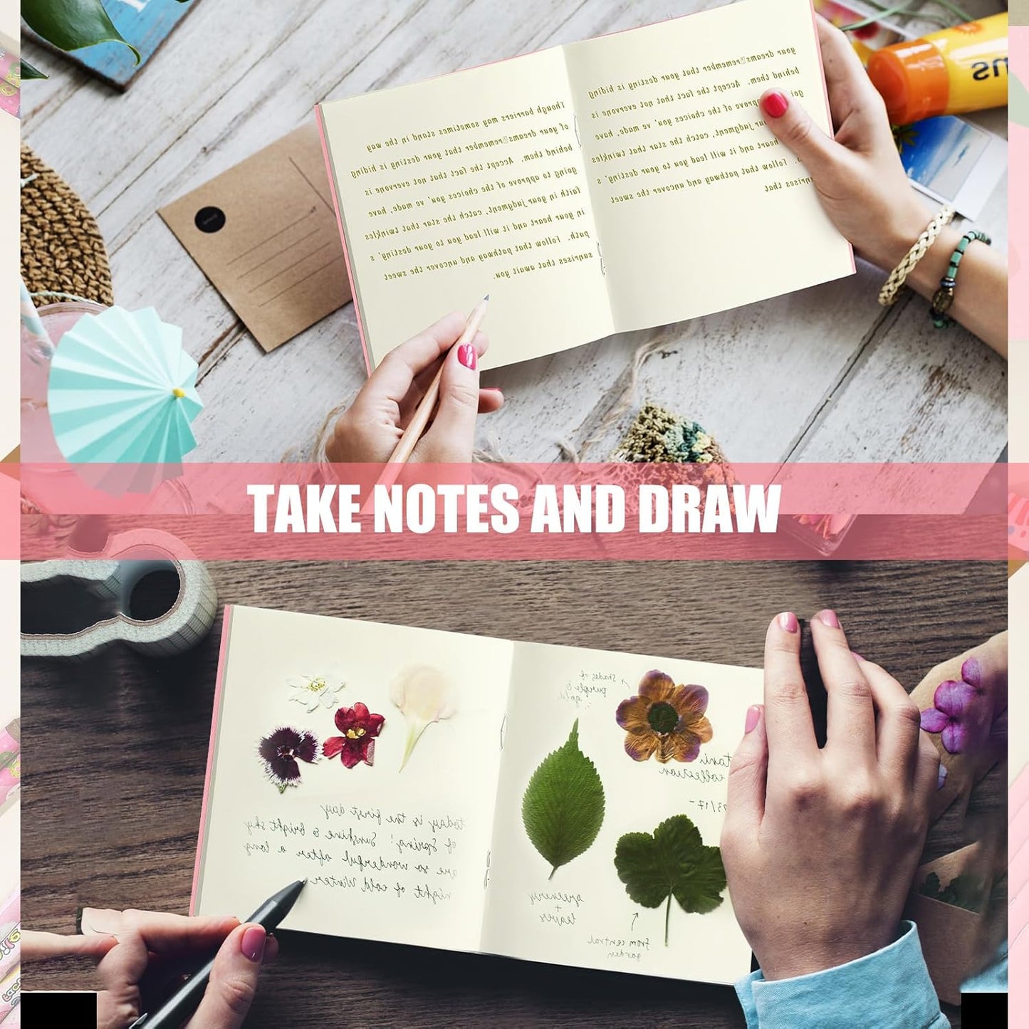 Thenshop 50 Pack Mini Pocket Kraft Notebooks Bulk 4 x 4 Inch Journal Notepads with Dot Memo Sketchbooks Writing Notepad for Party Favors Supplies (Pink,Blank Page)