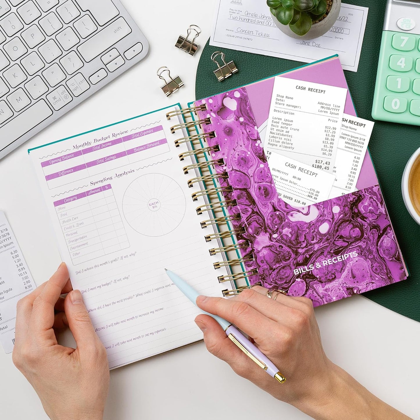 GoGirl Budget Planner & Monthly Bill Organizer – Monthly Financial Book with Pockets. Expense Tracker Notebook Journal, Compact (Turquoise)