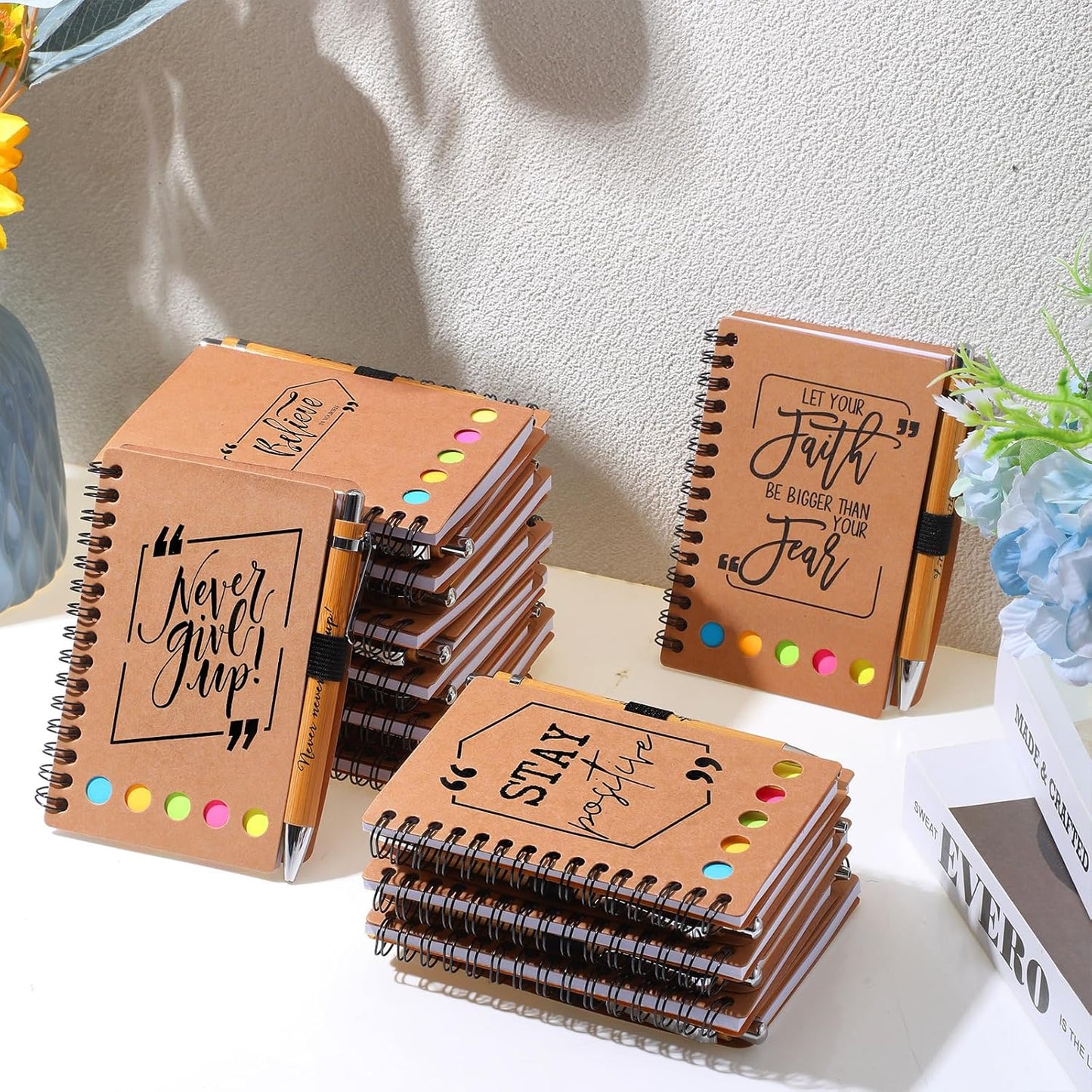 Tenceur Back to School Inspirational Gifts Bulk Employee Appreciation Spiral Notebook with Journals Sticky Note Pen Motivational Thank You Gifts for Teacher Students Team Coworkers Staff(20 Sets)