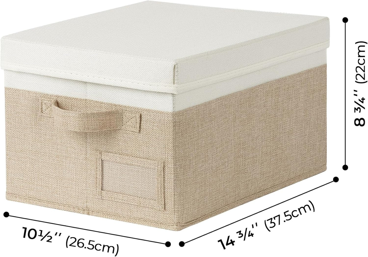 GRANNY SAYS Storage Basket with Lid, Linen Fabric Storage Bins for Shelves, Decorative Storage Boxes, Clothes Storage and Organization, Memory Keepsake Box, 3-Pack, Khaki&Ivory