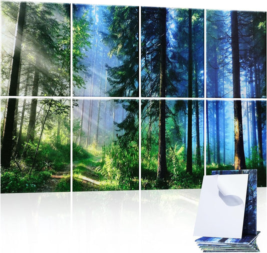 Art Acoustic Panels 8 Pack, Sound Proof Panels for Walls, 48"X32" Self-adhesive Sound Absorbing Wall Art, Decorative Acoustical Panels, Acoustic Treatment for Recording Studio(Nature Forest)