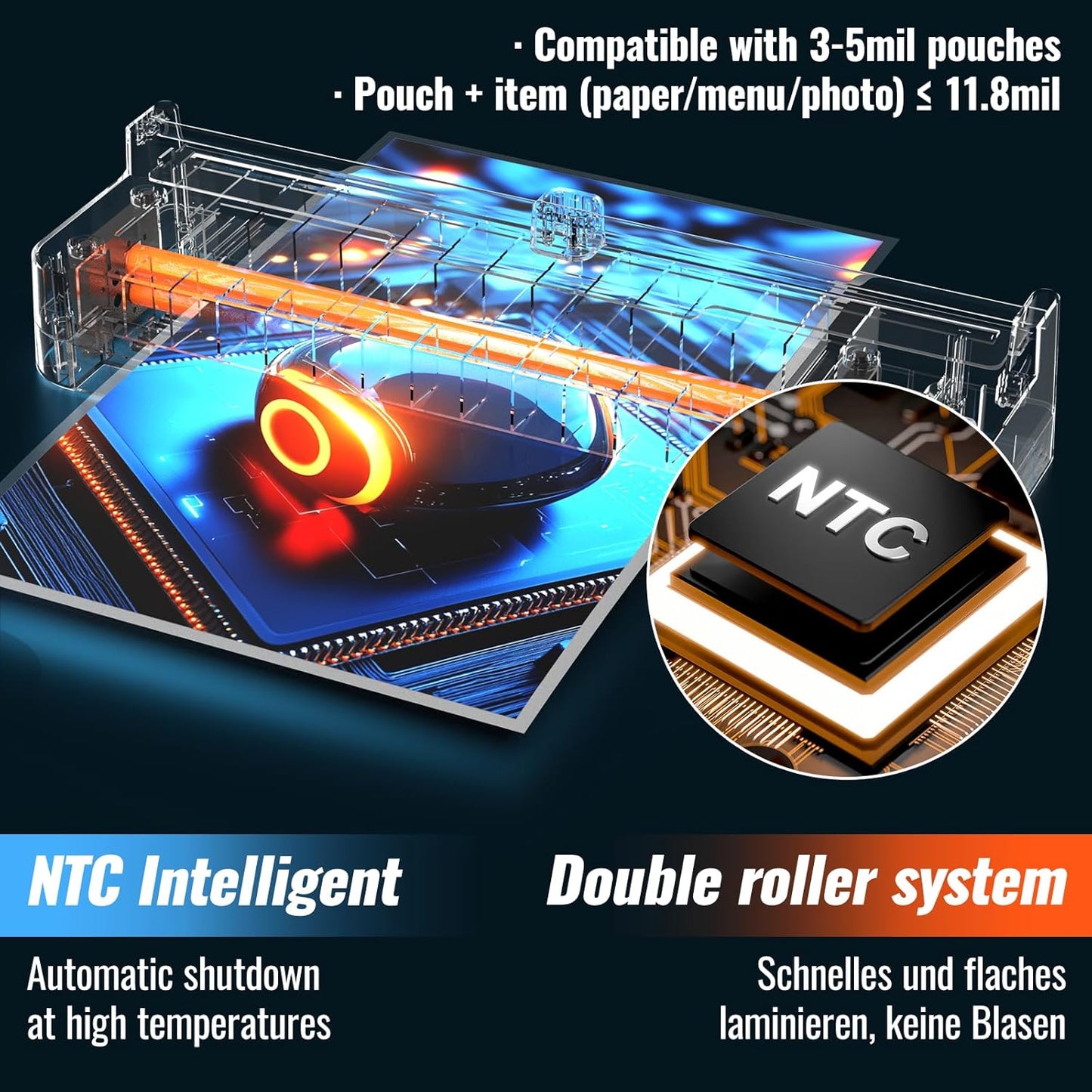 13in Laminator Machine with Paper Trimmer + 50pcs Sheets + Corner Rounder, Dual Hot/Cold Mode | Anti-Jam Technology | 90s Fast Preheat for A3/A4/A5/A6 Home Office School Use