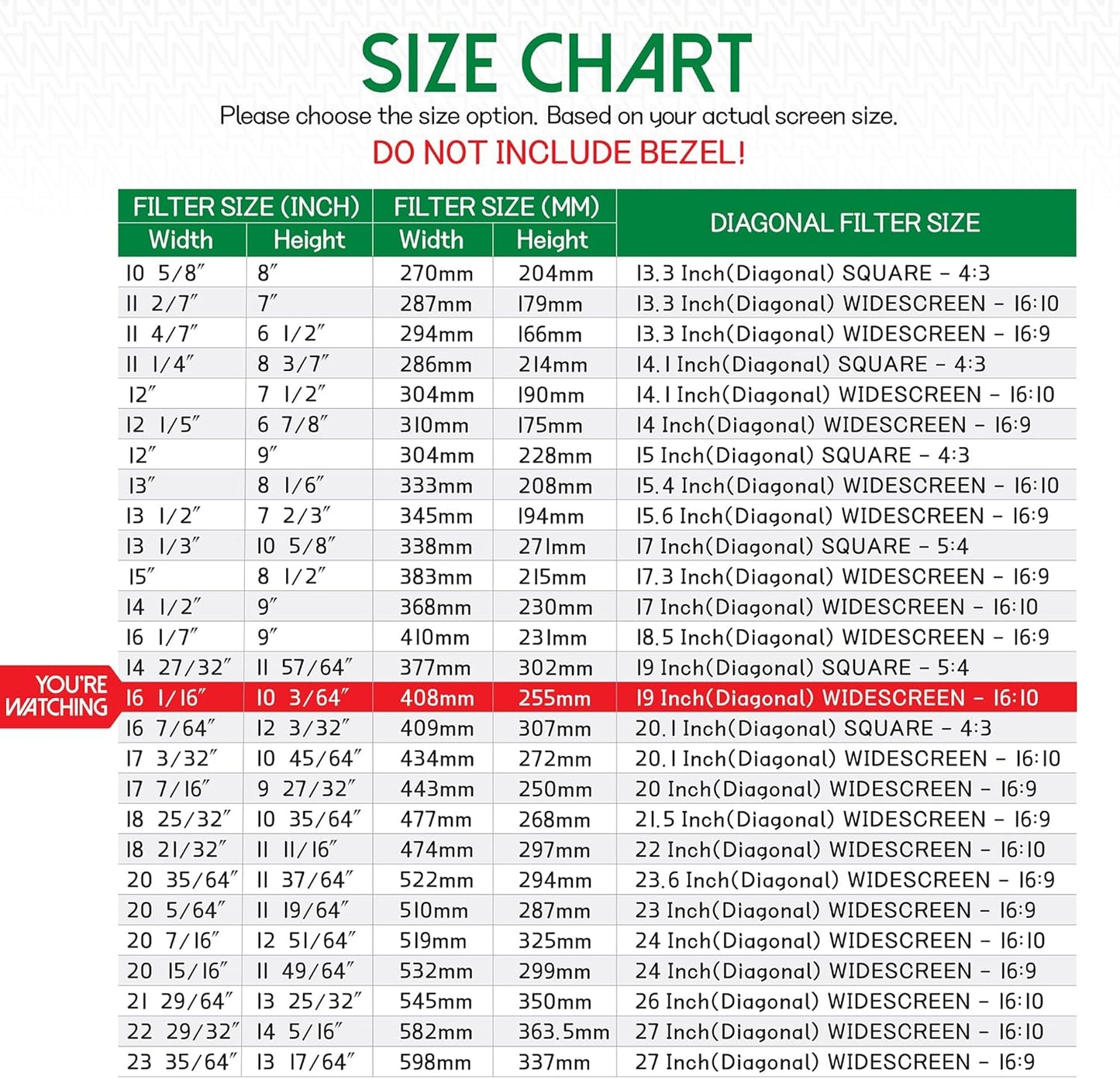 19 Inch Desktop Privacy Screen Shield for 16:10 Wide Monitor - Anti Glare Computer Privacy Screen Cover | Blue Light Blocking Screen Protector | Scratch Resistant UV Filter | Attachment Type