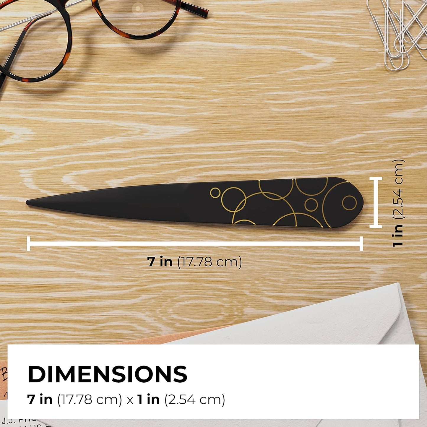 Uncommon Desks Letter Opener - 3 Pack Plastic Letter Opener with Trendy Designs, Safe Plastic Edge, Wide Ergonomic Handle for Comfort and Grip