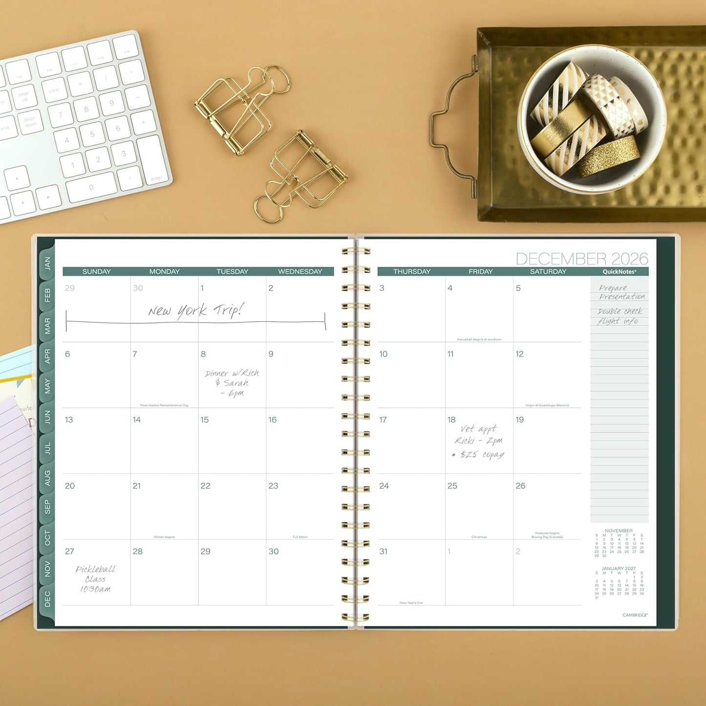 Cambridge 2026 Planner, Weekly & Monthly, 8-1/2" x 11", Large, Emerald Isle (1758-905-26)