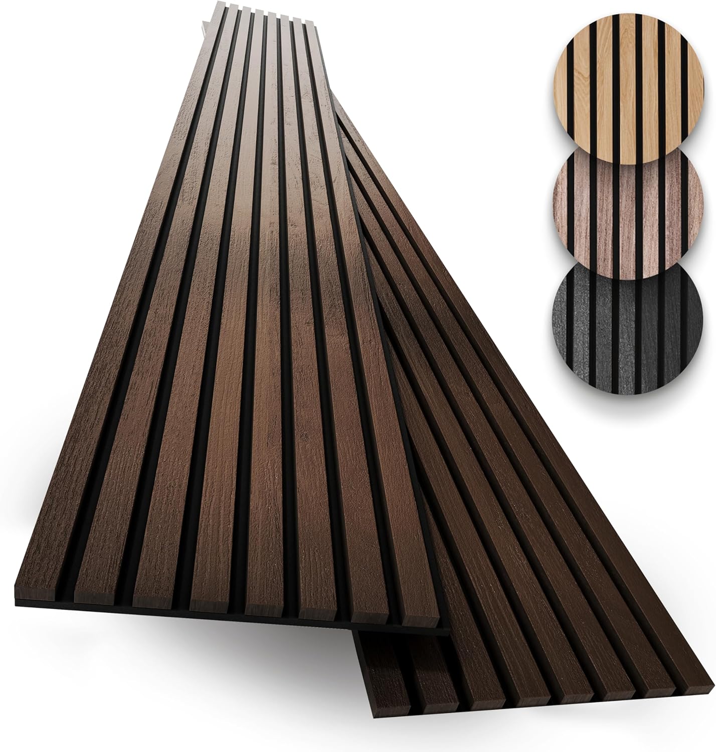 2-Pack Acoustic Wood Slat Panels - Soundproof Wall Paneling for Interior Decor