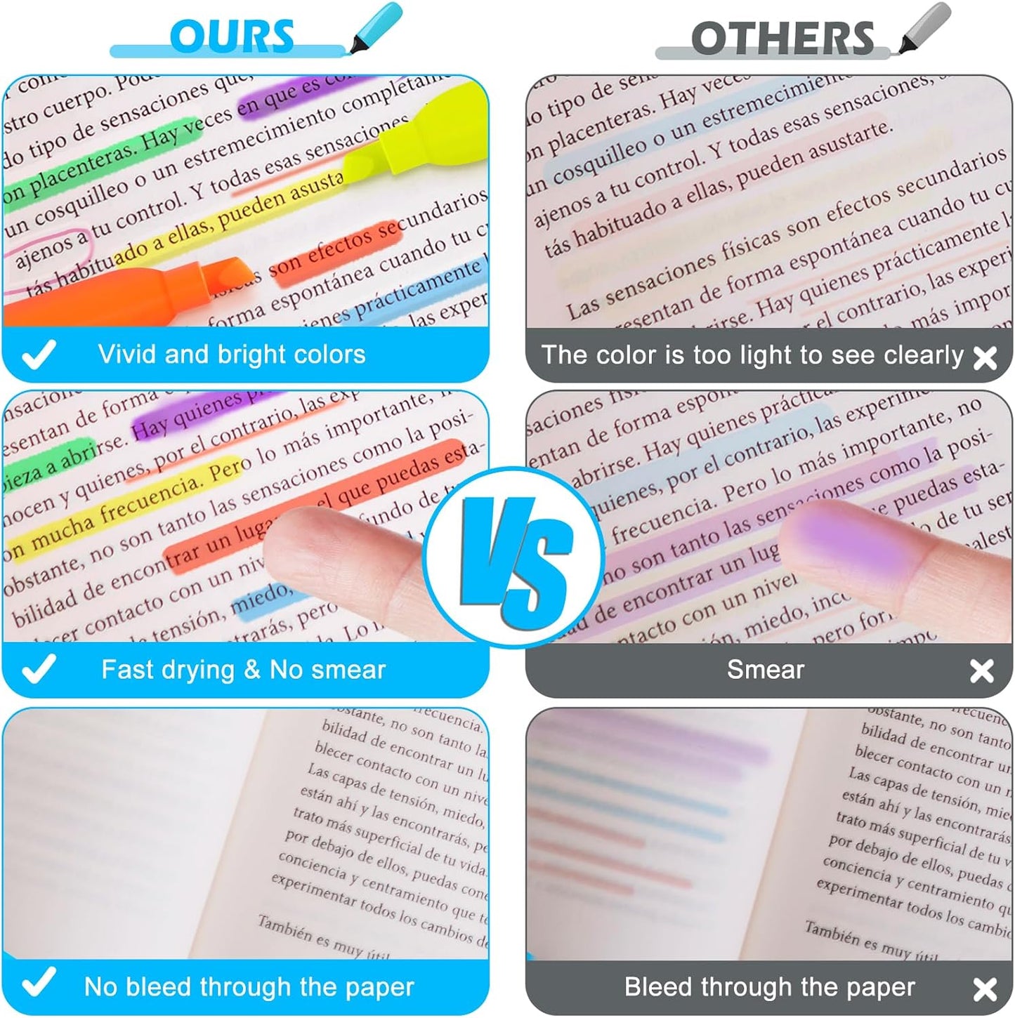 V-Opitos 30 Pack Highlighters in 6 Assorted Colors, No Bleed, Bright With Soft Chisel Tips, Ideal for Office and School Supplies