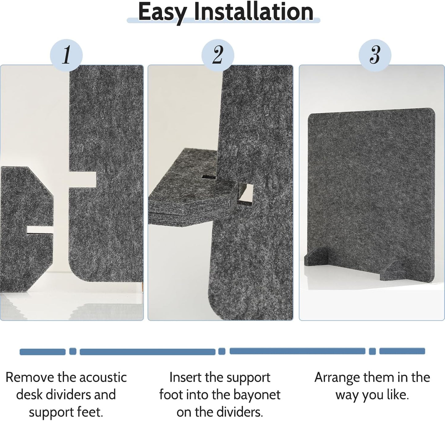 2 Pack Acoustic Desk Dividers - 24" x 20" Freestanding Privacy Panels Set with Noise - Reducing Design Cubicle Sound Proof, Ideal for Office, Classroom, and Home (Dark Gray)