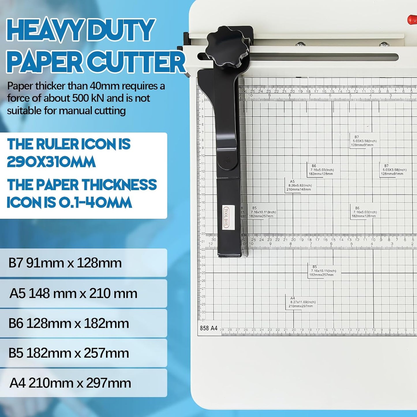 12 Inch A4 Heavy Duty Guillotine Paper Cutter 400 Sheet Capacity Guillotine Paper Cutter Stack Cards Trimmer Solid Steel with Metal Base for Cardstock Leather Office Home School (Beige)